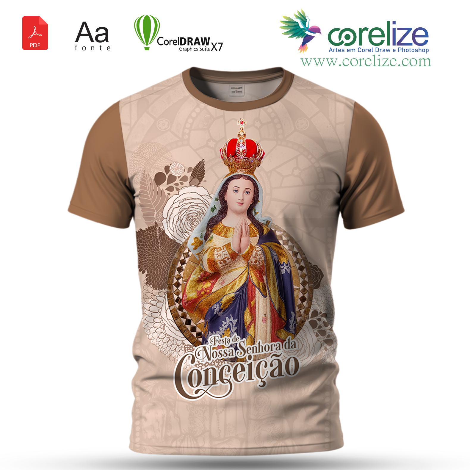 Arte Nossa Senhora da Conceição para sublimação de camiseta