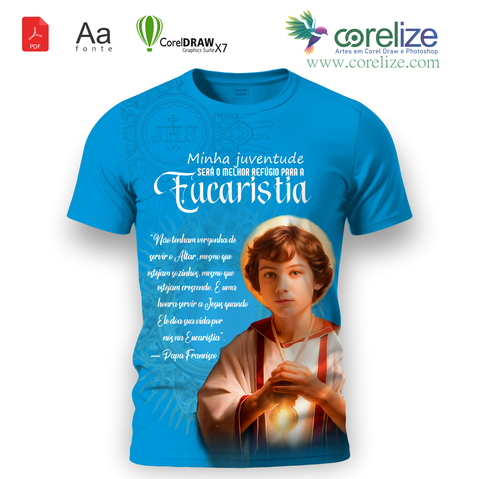 Arte São Tarcísio 04 (grupo de coroinhas) para sublimação de camiseta