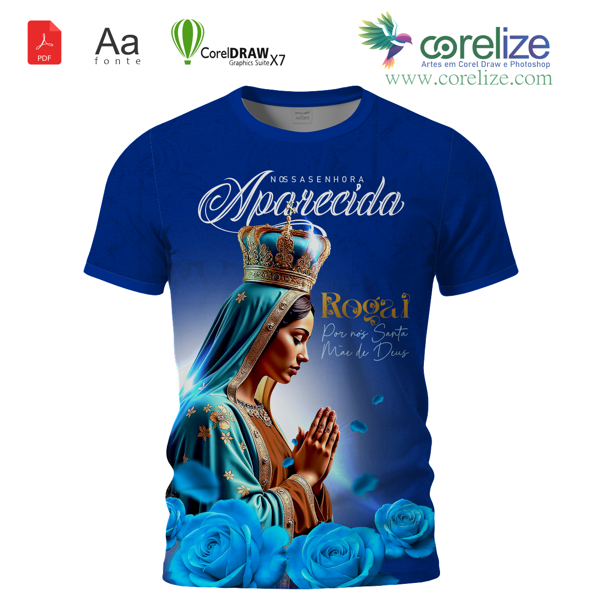 Arte Nossa Senhora Aparecida 09 para sublimação de camiseta