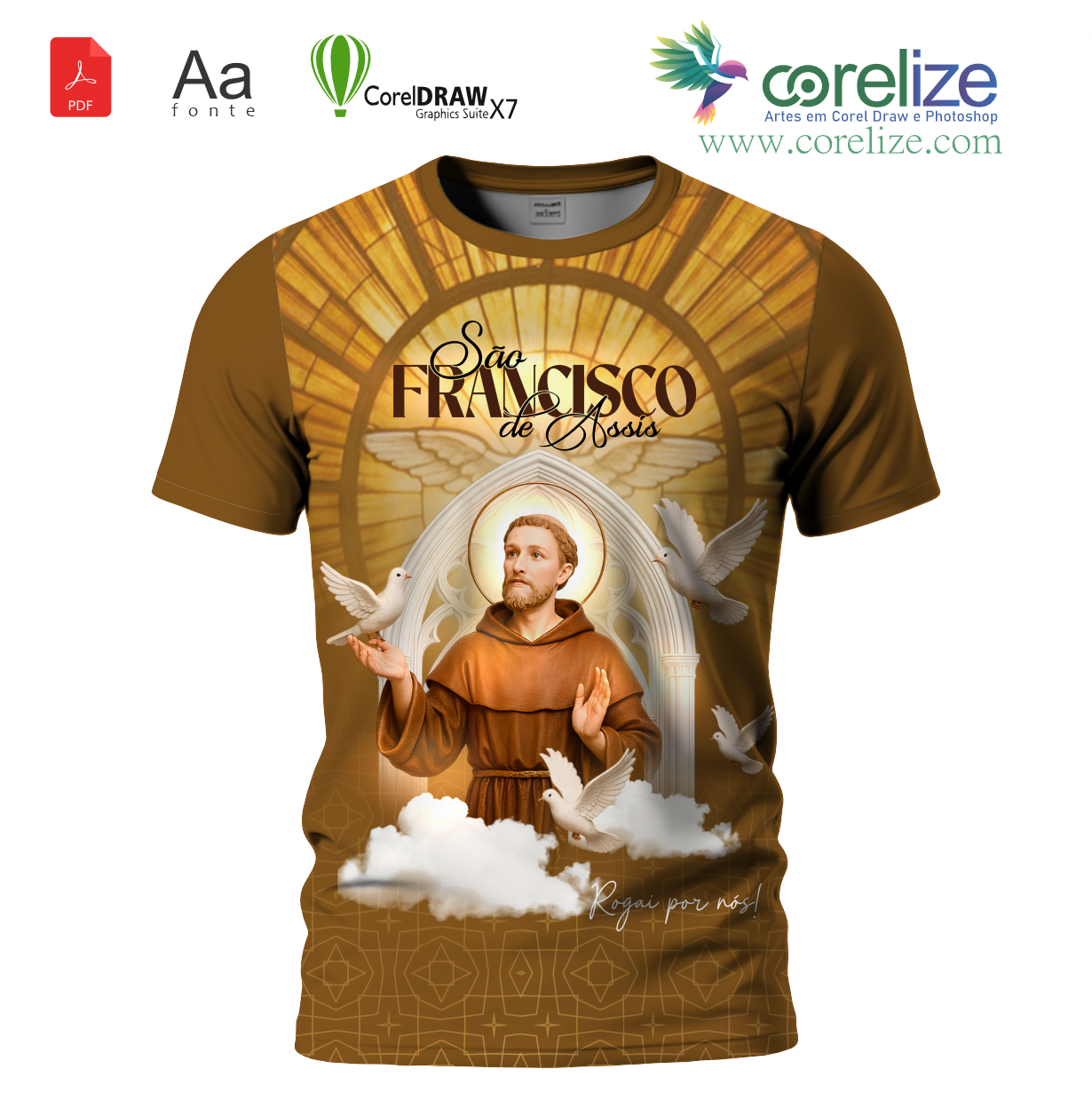 Arte São Francisco de Assis 10 para sublimação de camiseta