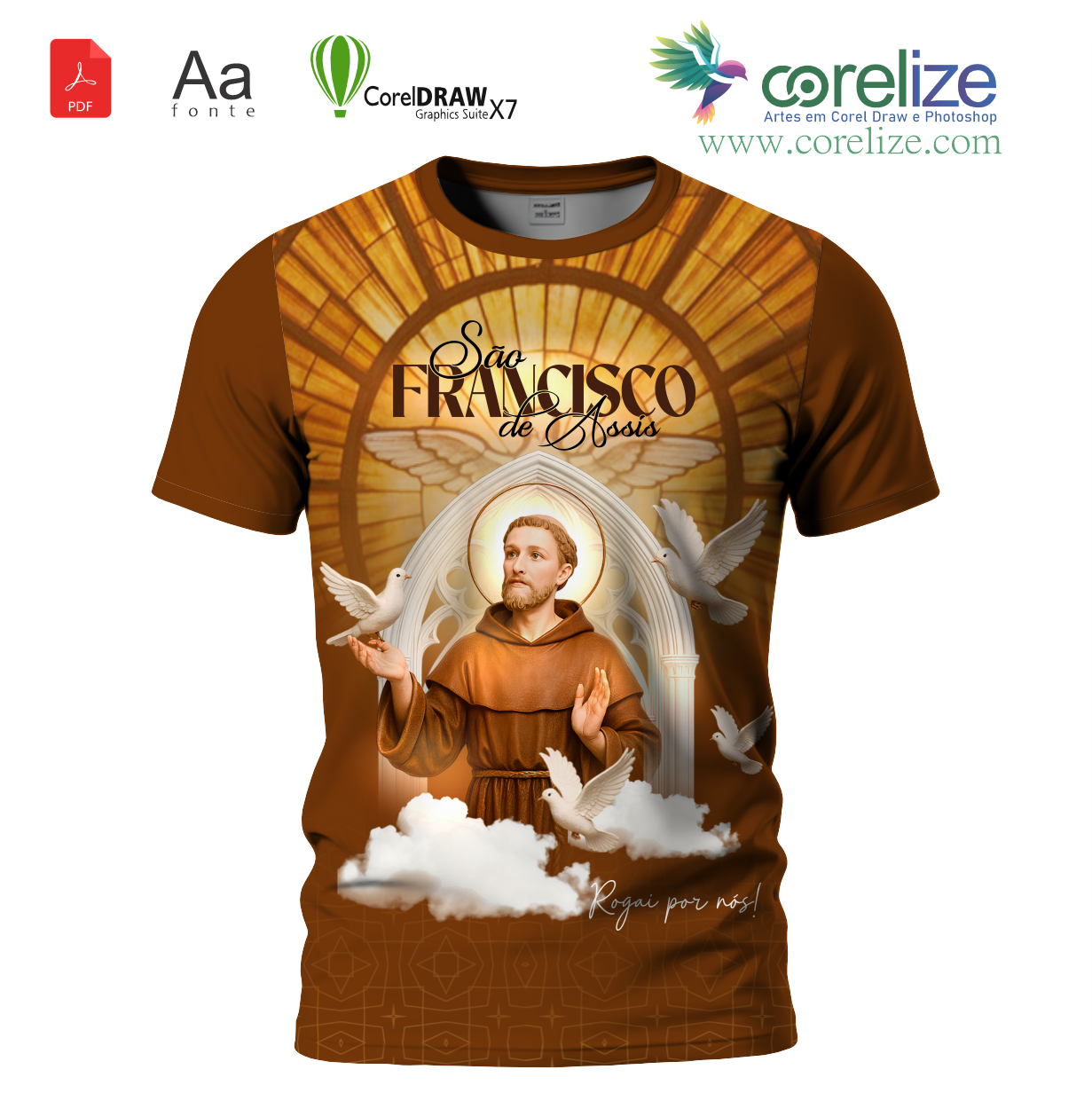 Arte São Francisco de Assis 11 para sublimação de camiseta