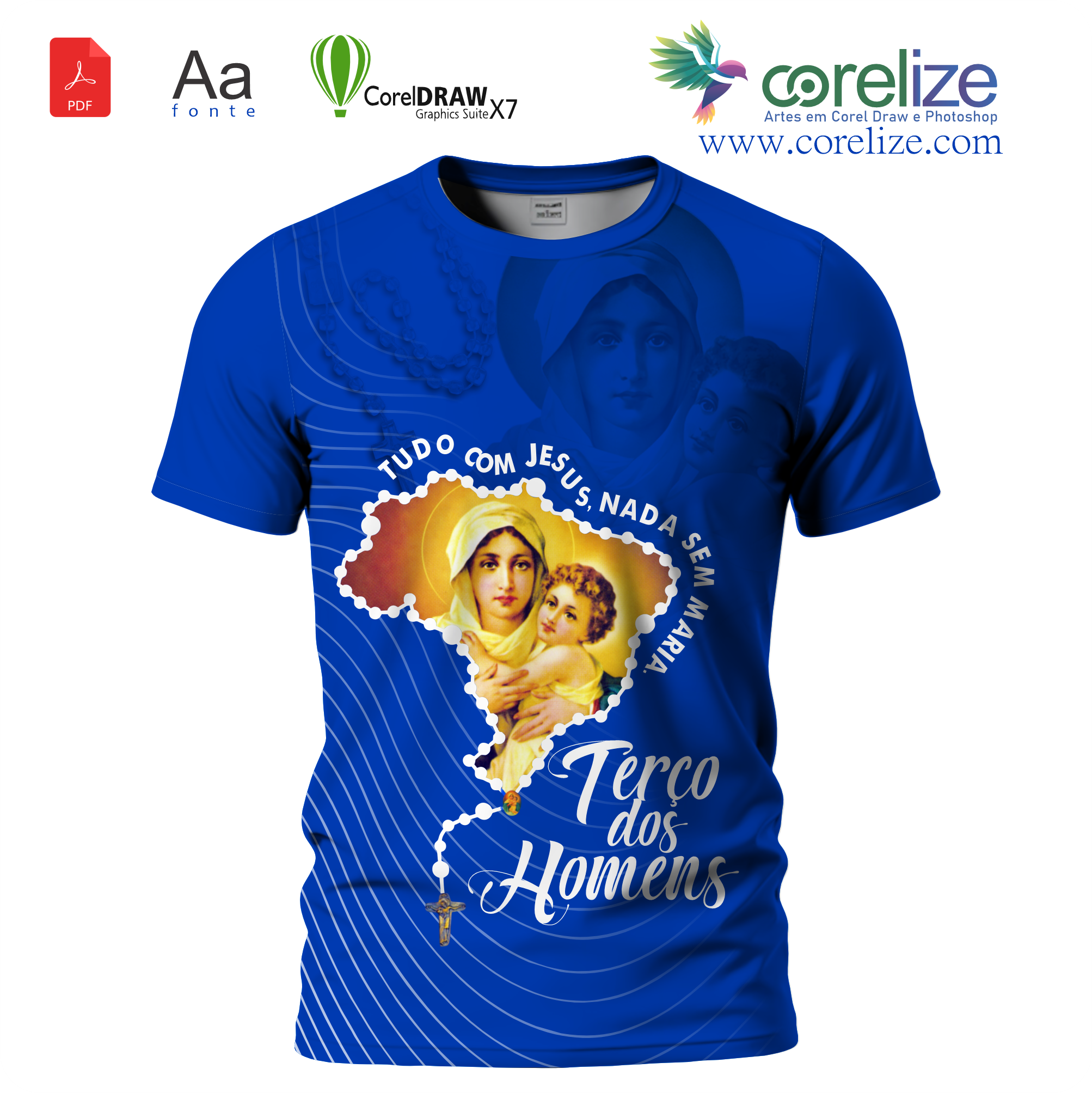 Arte Terço dos Homens para sublimação de camiseta