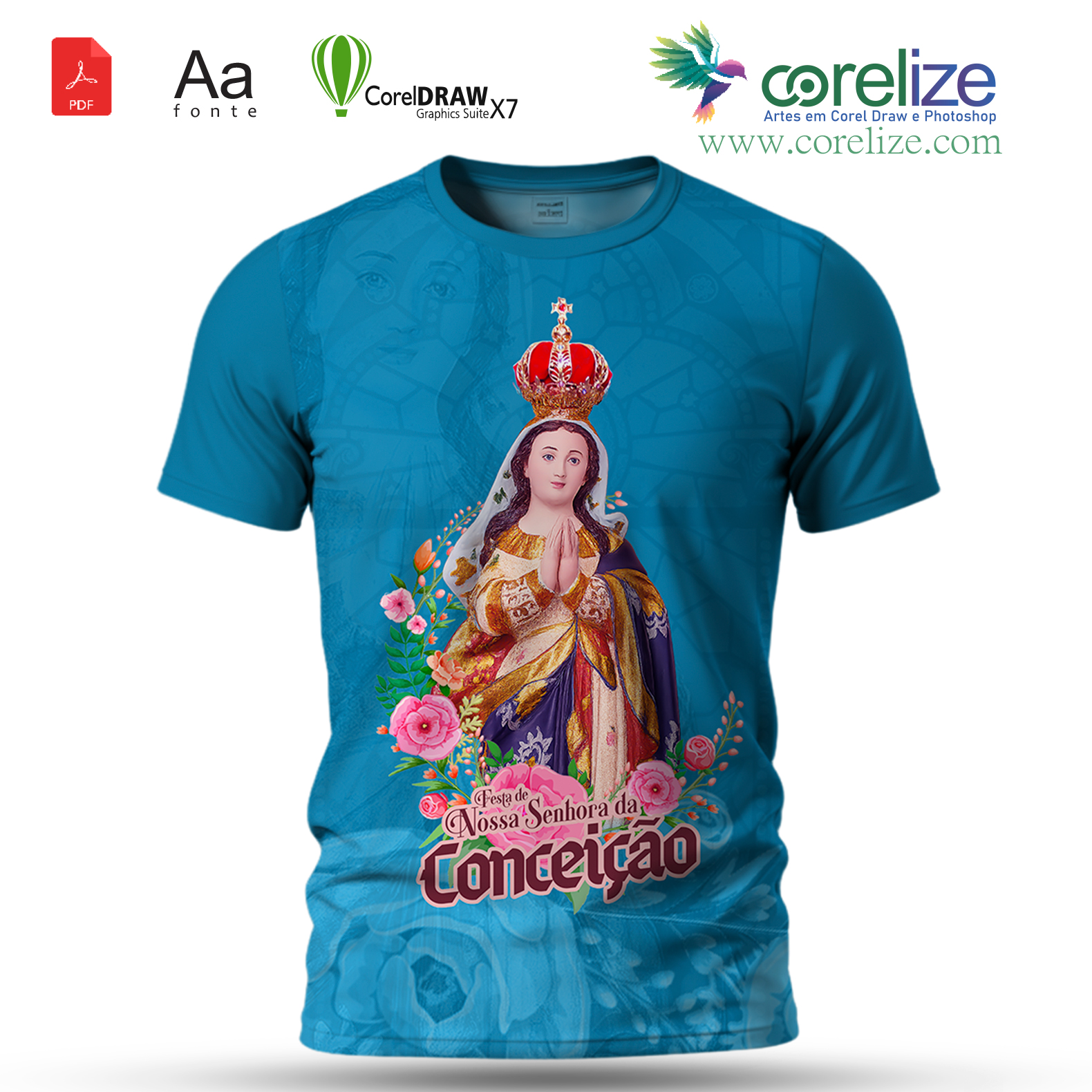 Arte Nossa Senhora da Conceição 03 para sublimação de camiseta