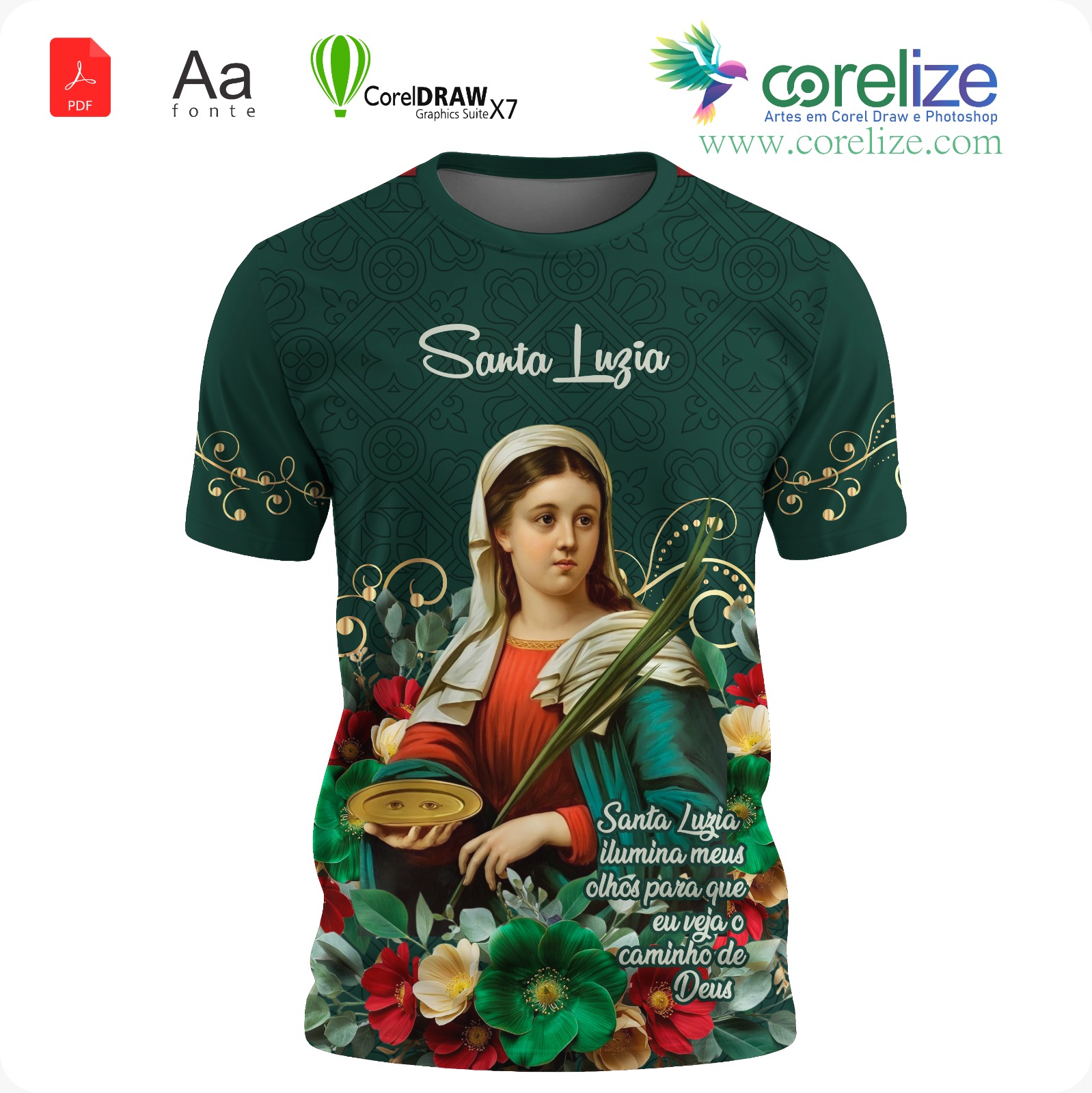Arte: Arte Santa Luzia 07 para sublimação de camiseta