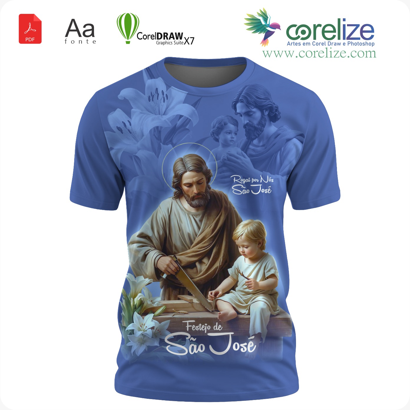 Arte: Arte São José 07 para sublimação de camiseta