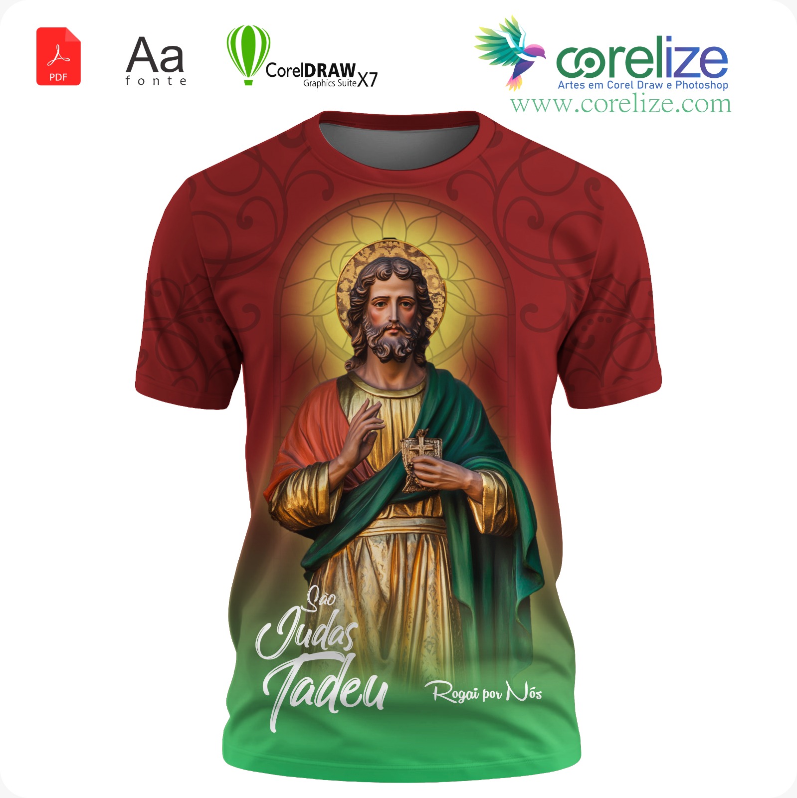 Arte: Arte 05 São Judas Tadeu para sublimação de camiseta
