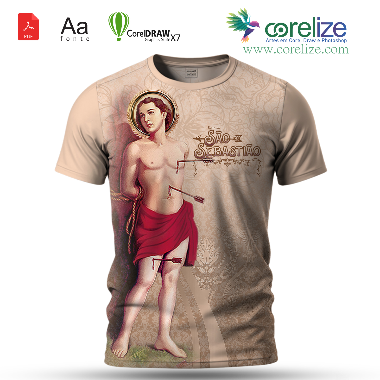 Arte: Arte São Sebastião 08 para sublimação de camiseta