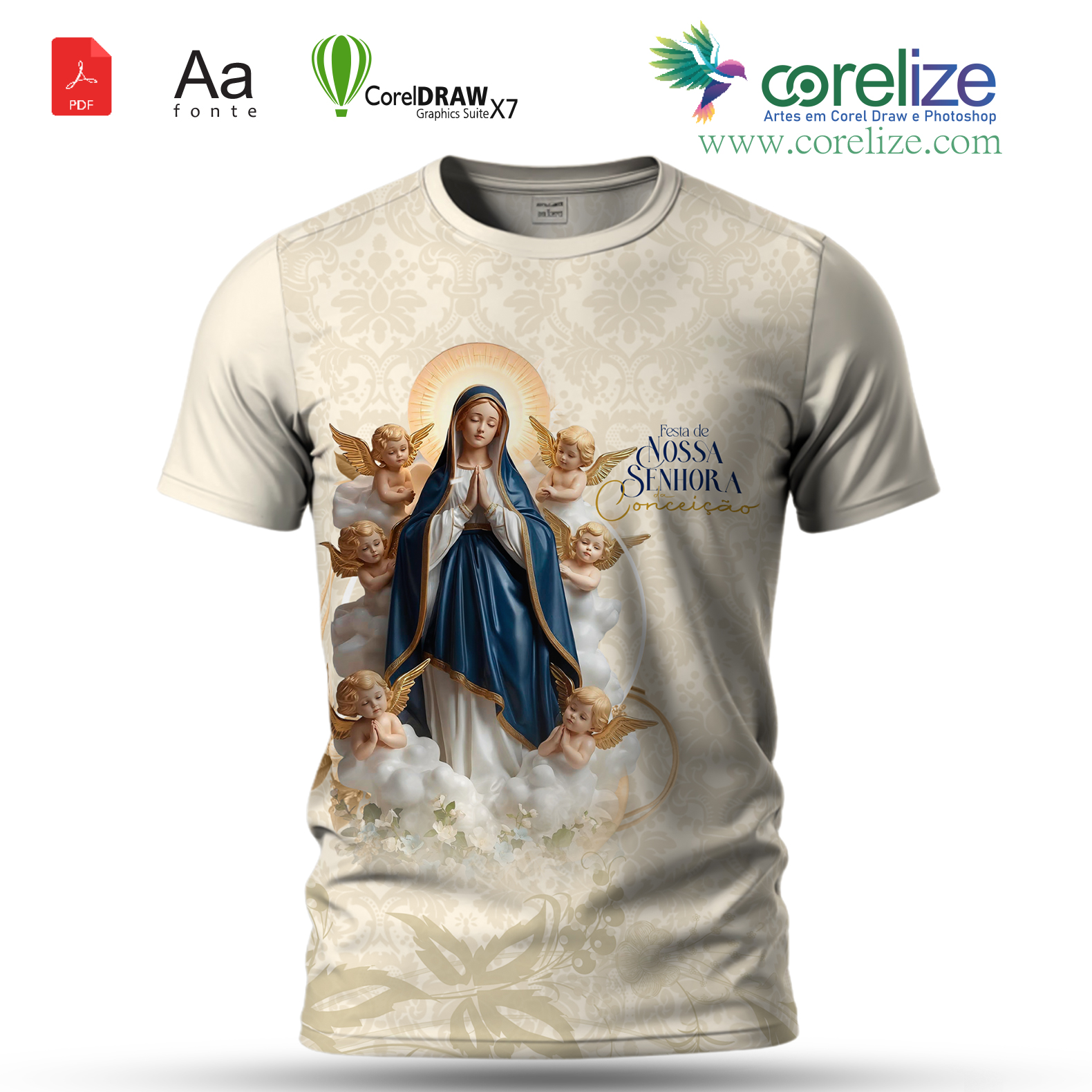 Arte: Arte Nossa Senhora da Conceição 12 para sublimação de camiseta