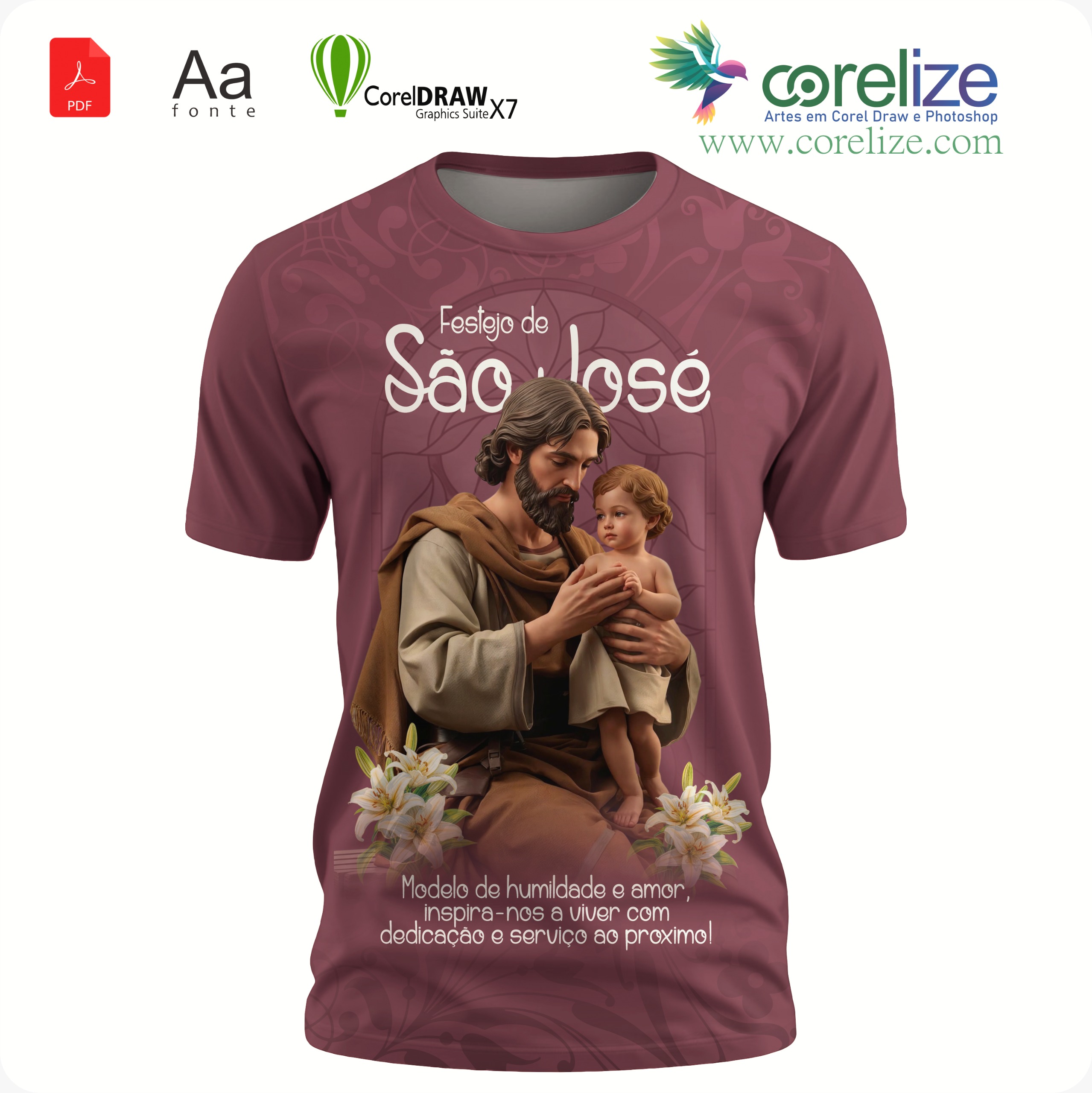 Arte: Arte São José 12 para sublimação de camiseta