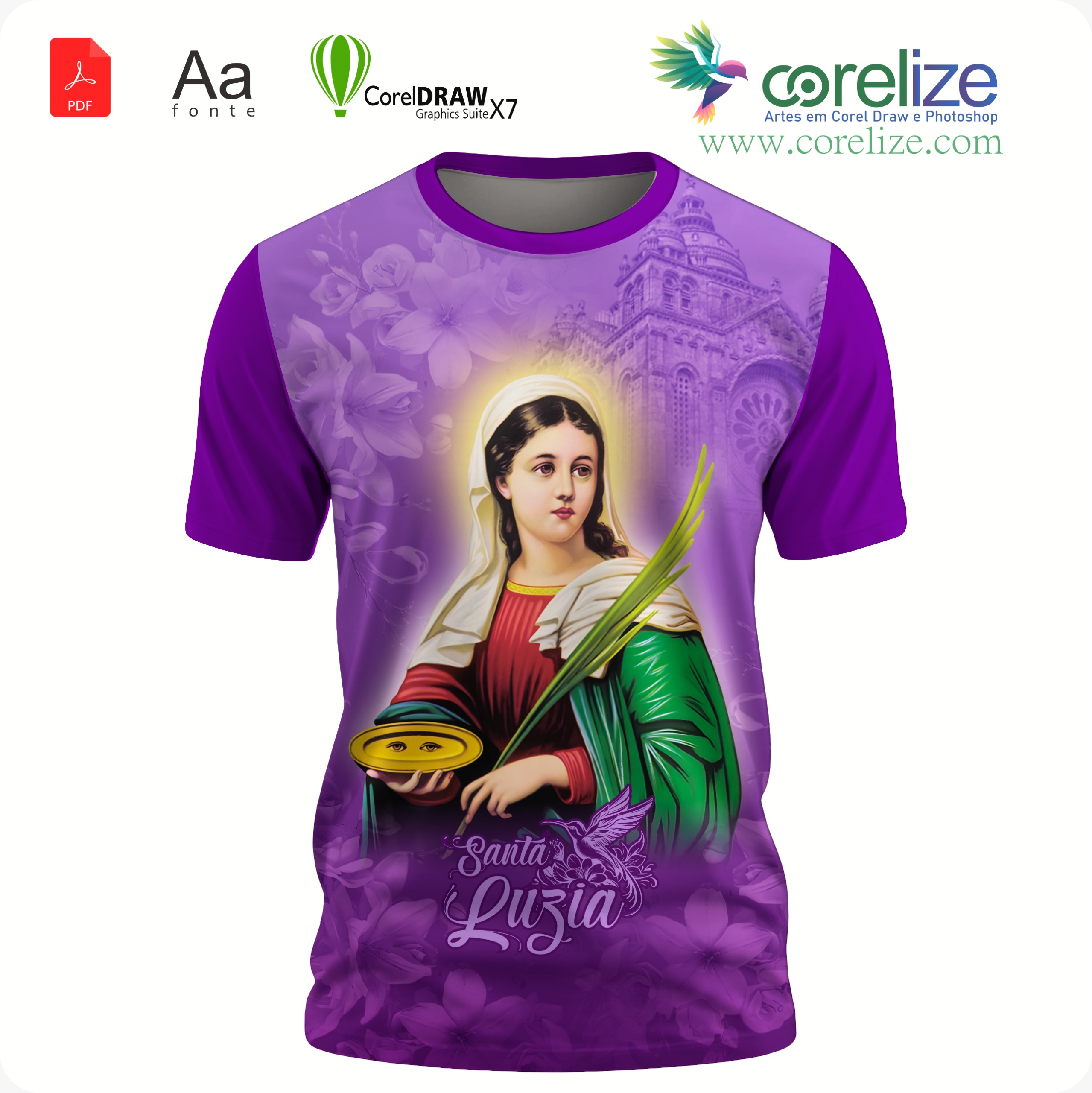 Arte: Arte Santa Luzia 22  para sublimação de camiseta