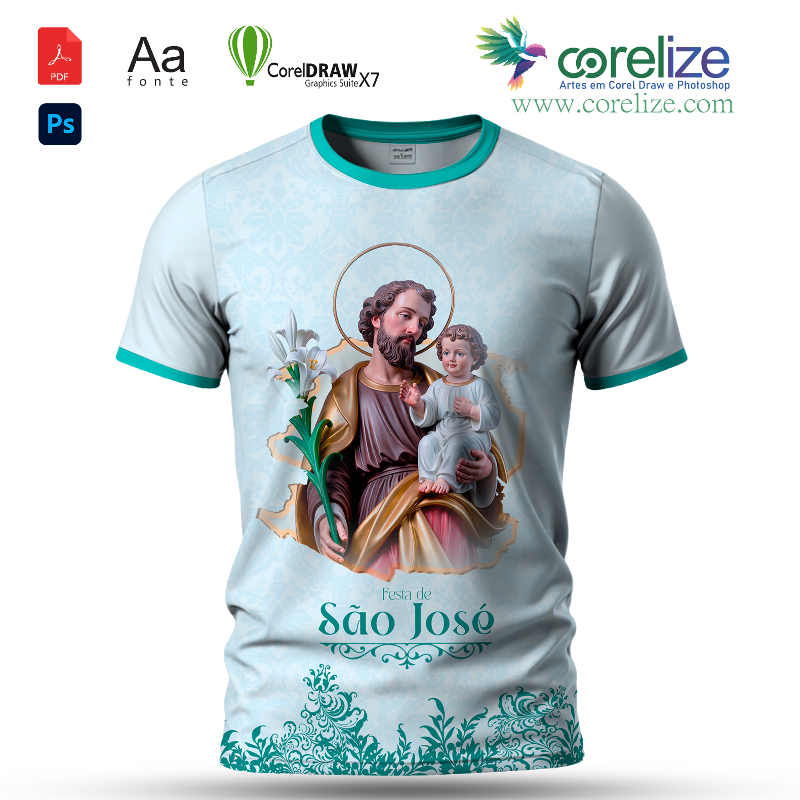 Arte: Arte São José 14 para sublimação de camiseta