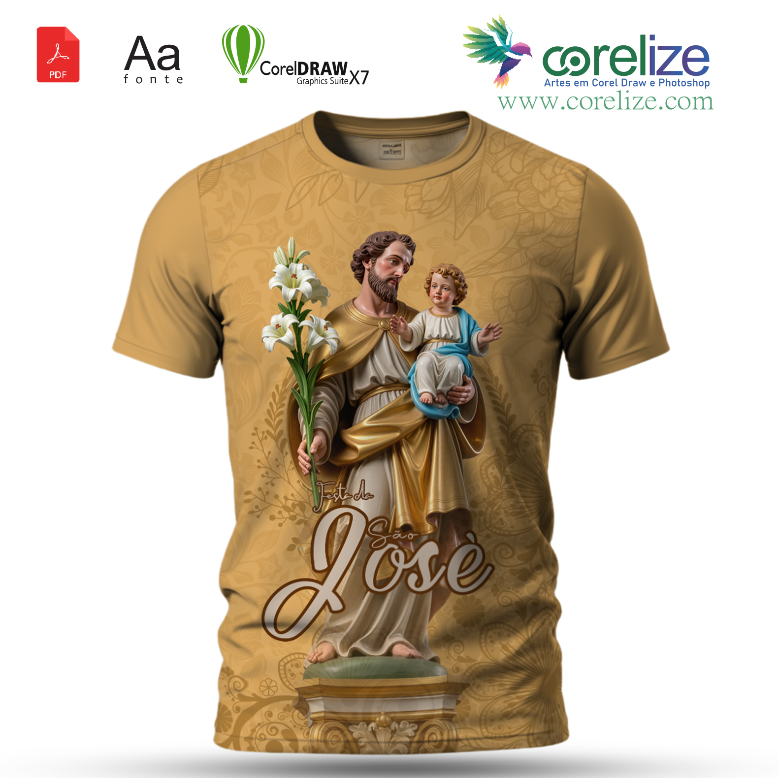Arte São José 16 para sublimação de camiseta