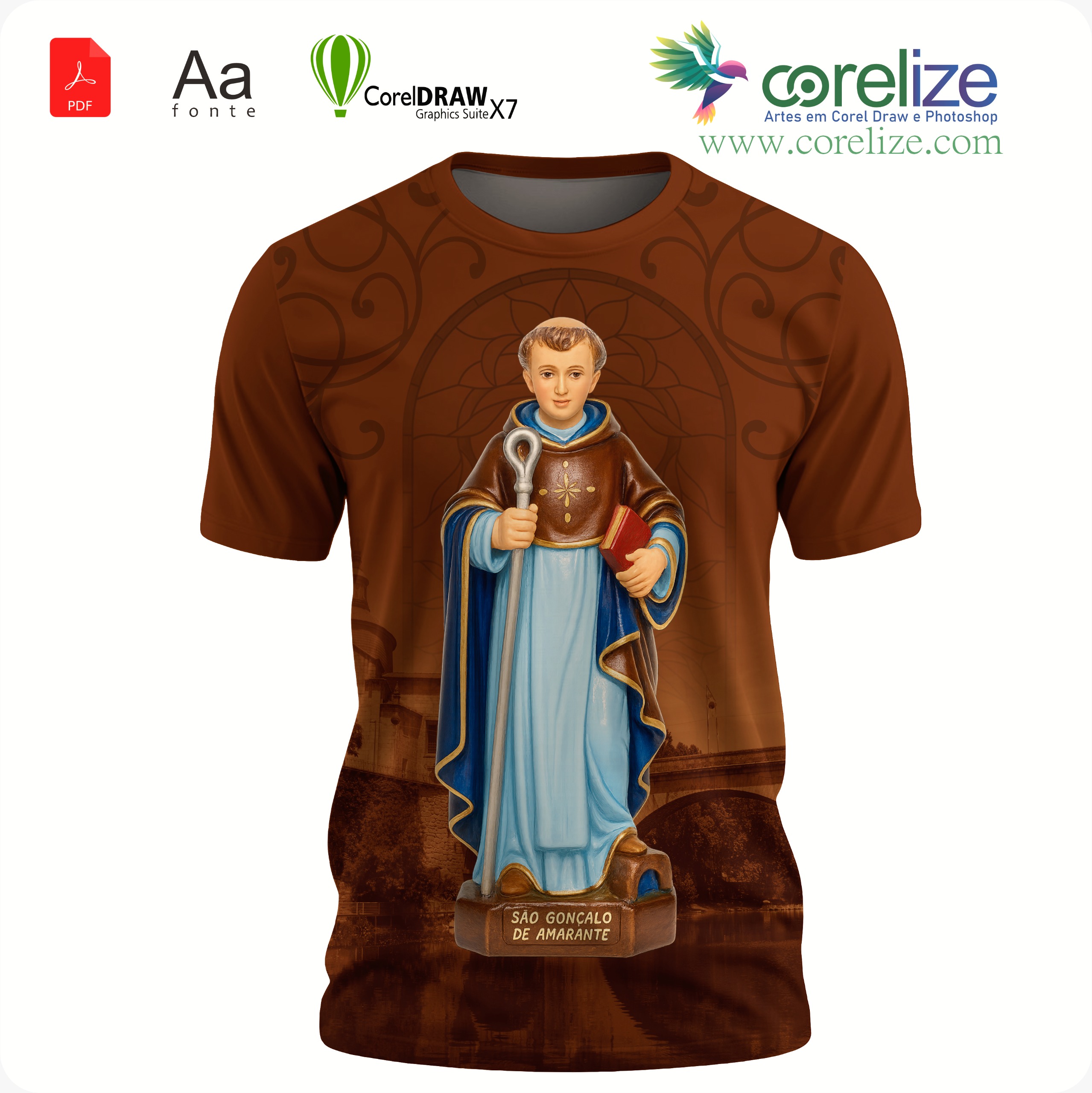 Arte São Gonçalo do Amarante   para sublimação de camiseta