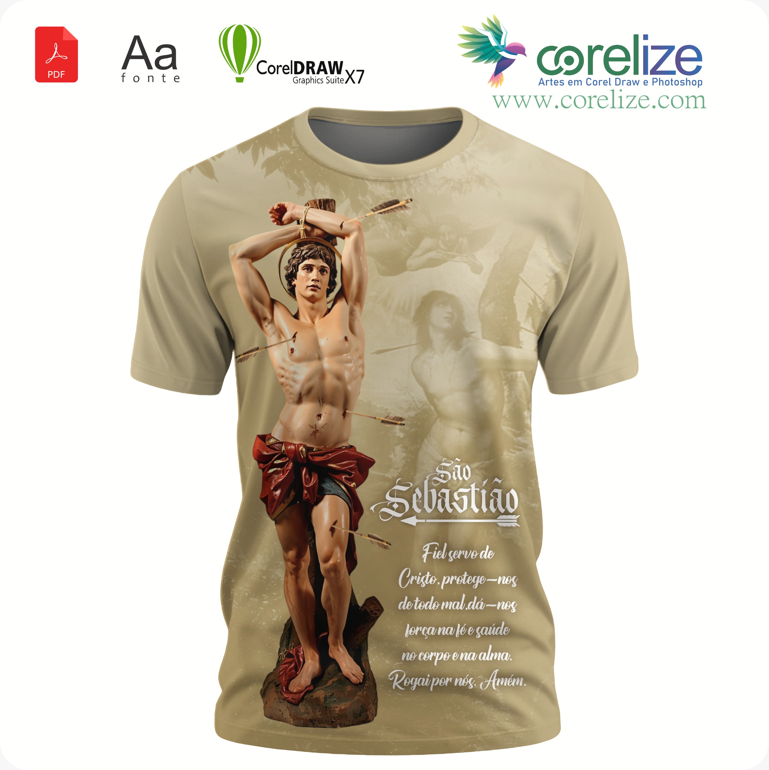 Arte São Sebastião 10 para sublimação de camiseta