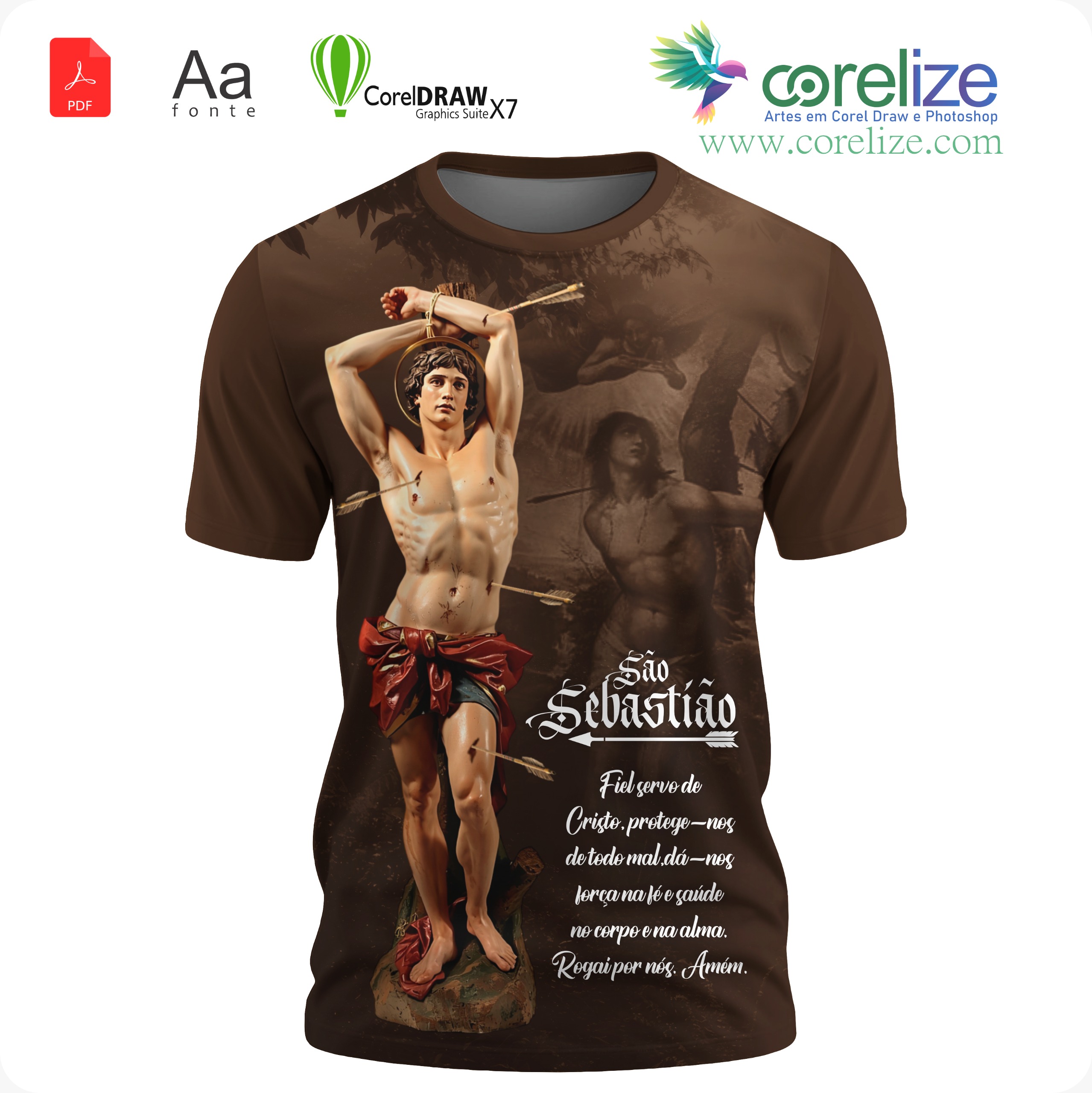 Arte São Sebastião 11 para sublimação de camiseta