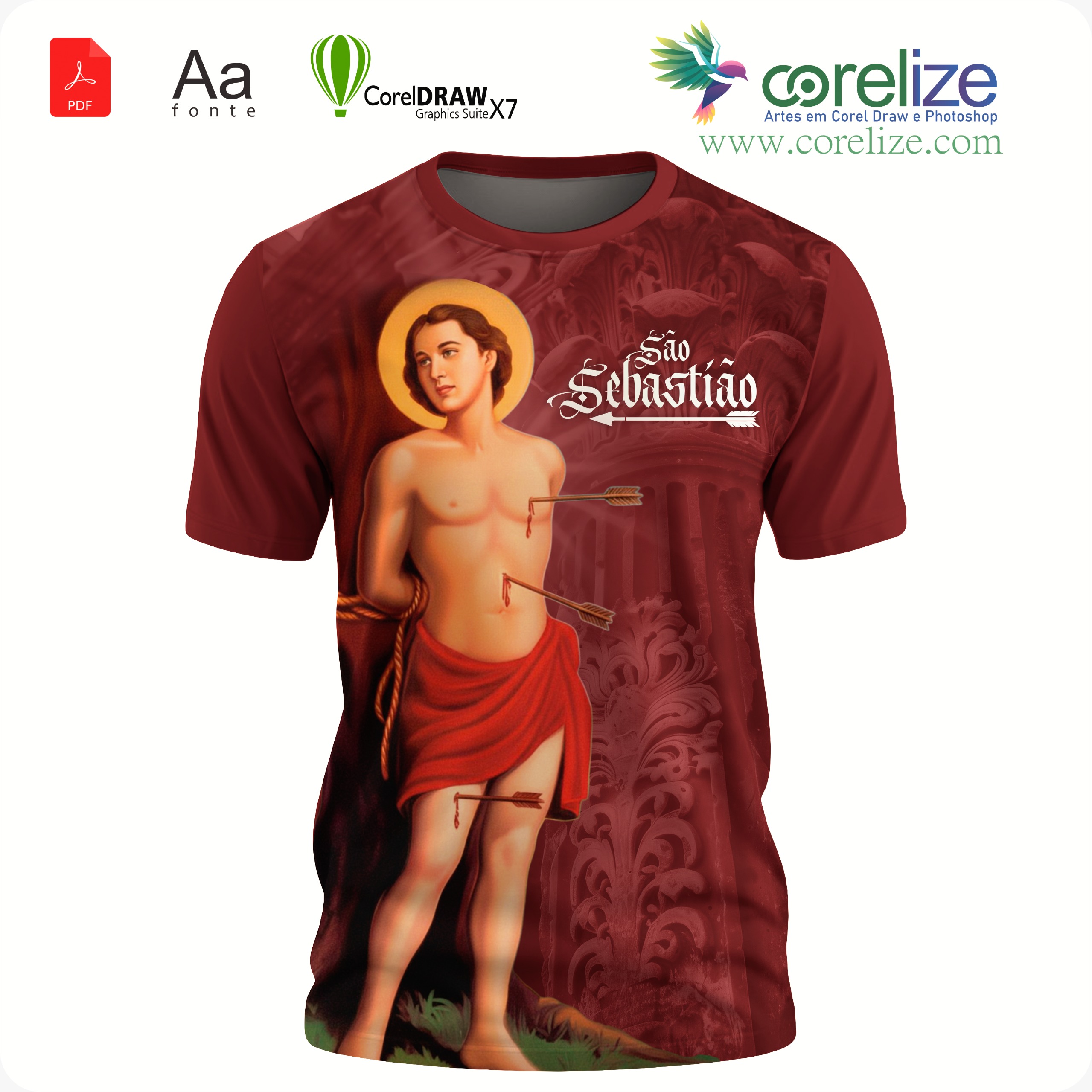 Arte São Sebastião 12 para sublimação de camiseta