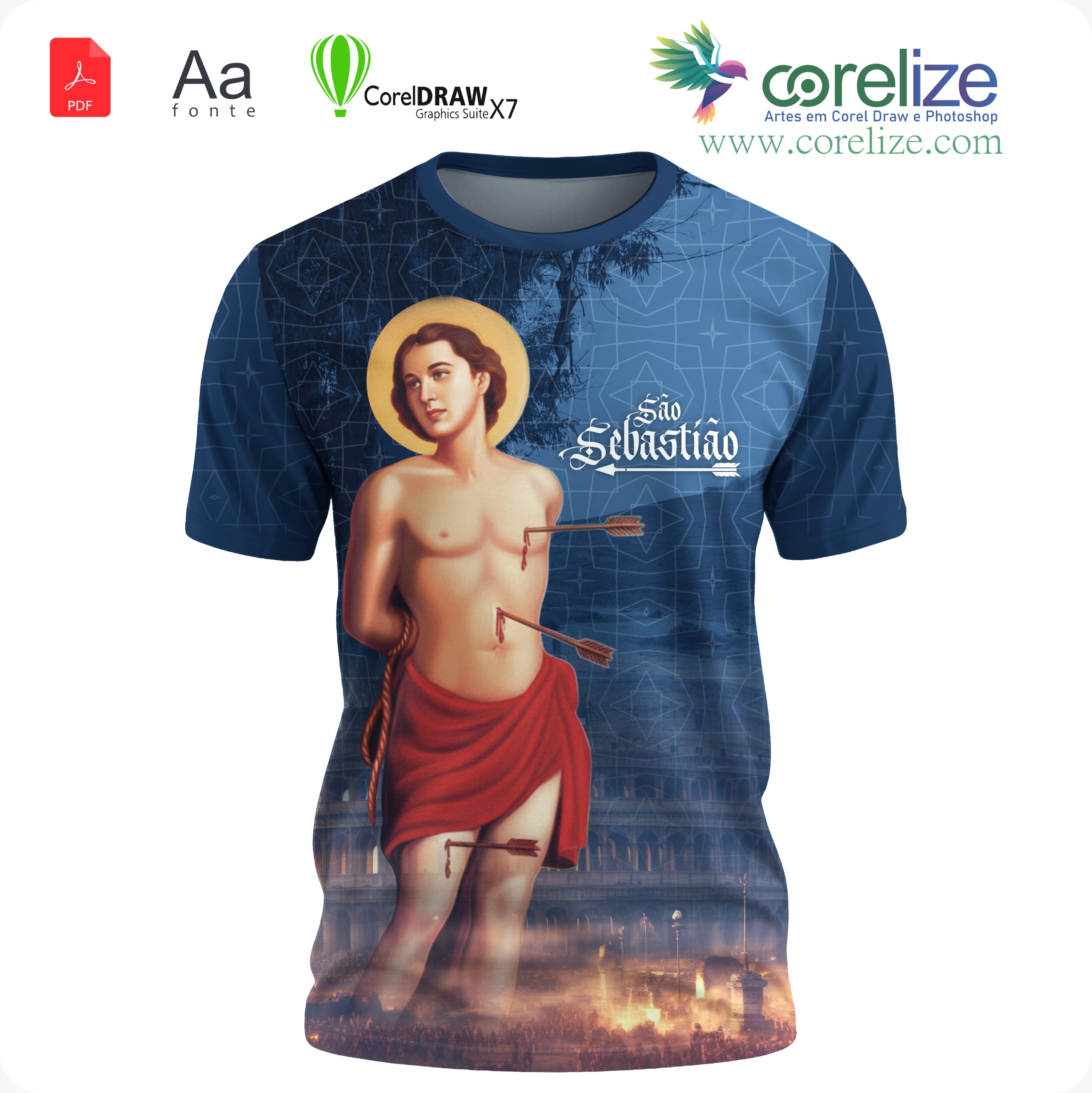 Arte São Sebastião 13 para sublimação de camiseta