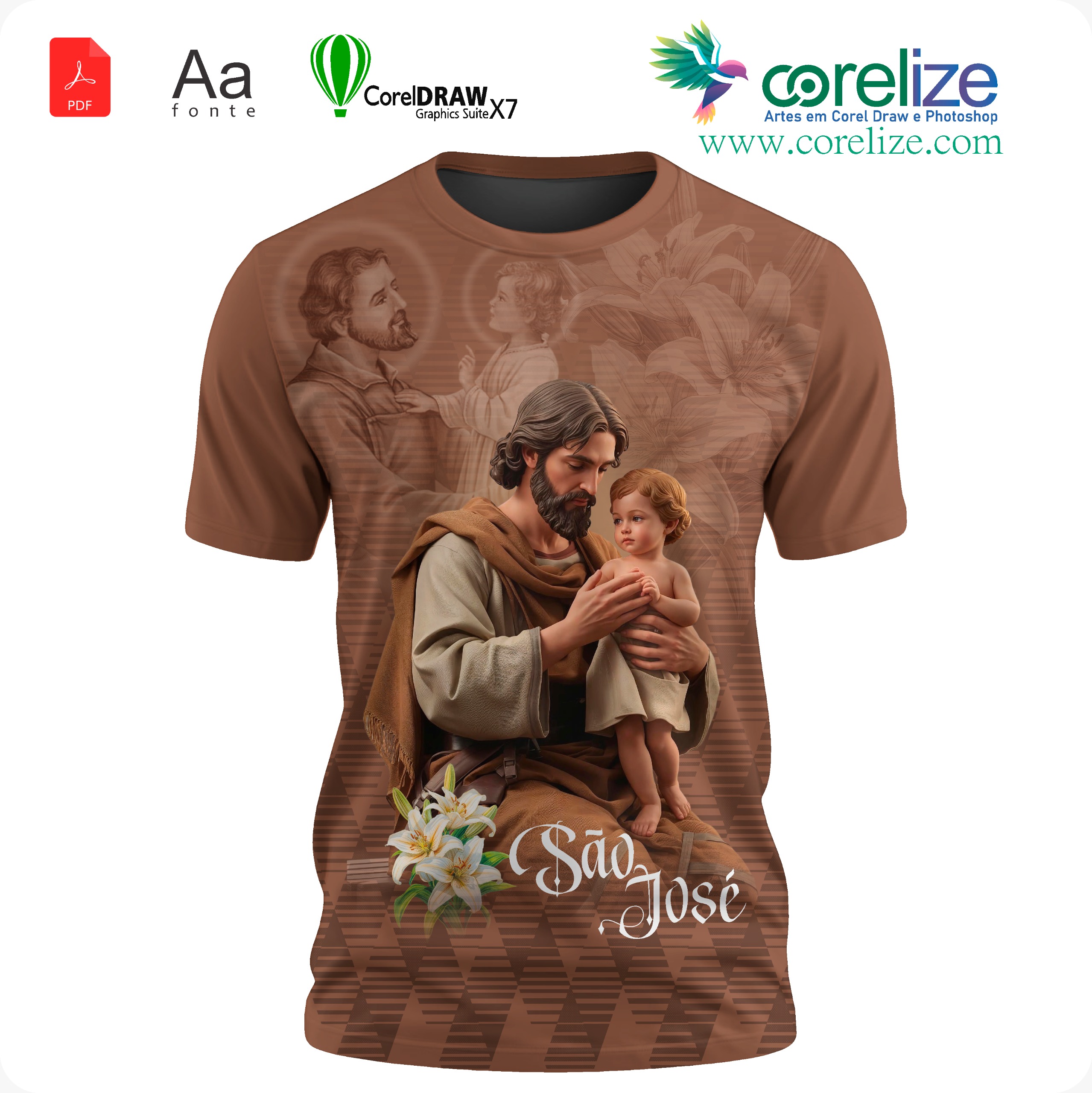 Arte: Arte São José 20 para sublimação de camiseta