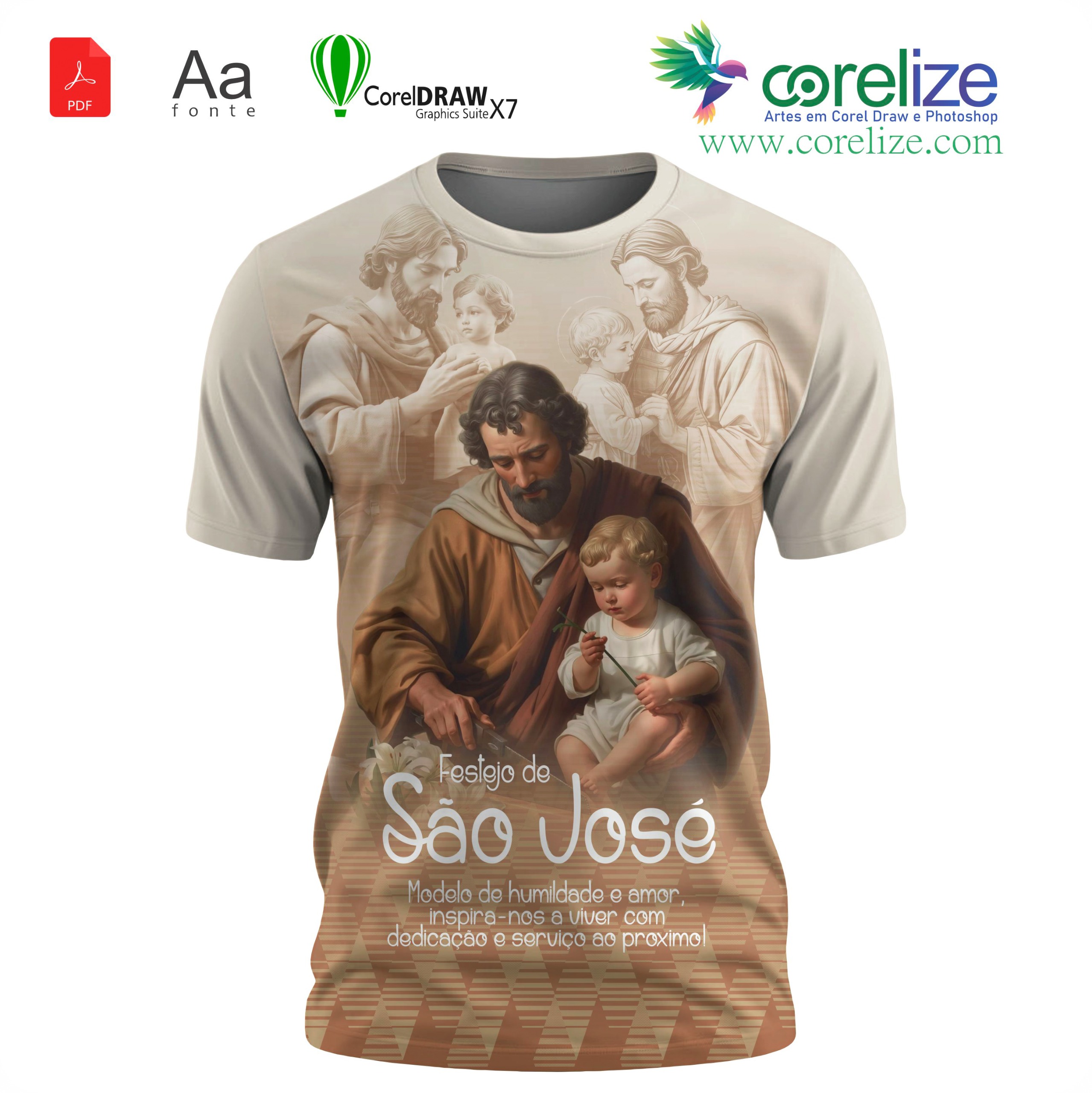 Arte: Arte São José 24 para sublimação de camiseta