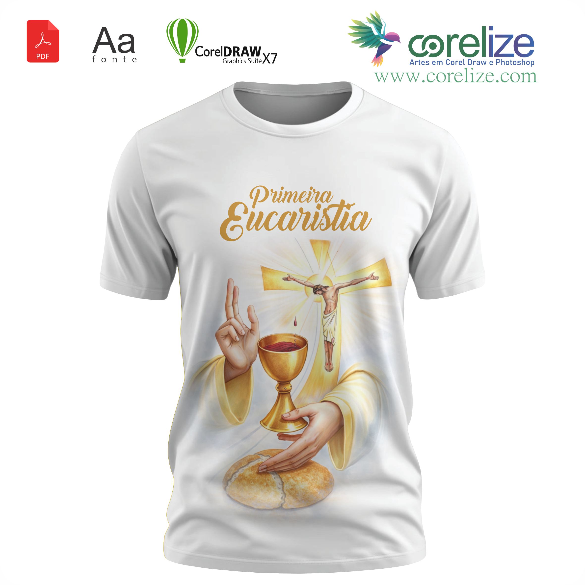 Arte: Arte Primeira Eucaristia 20  para sublimação de camiseta