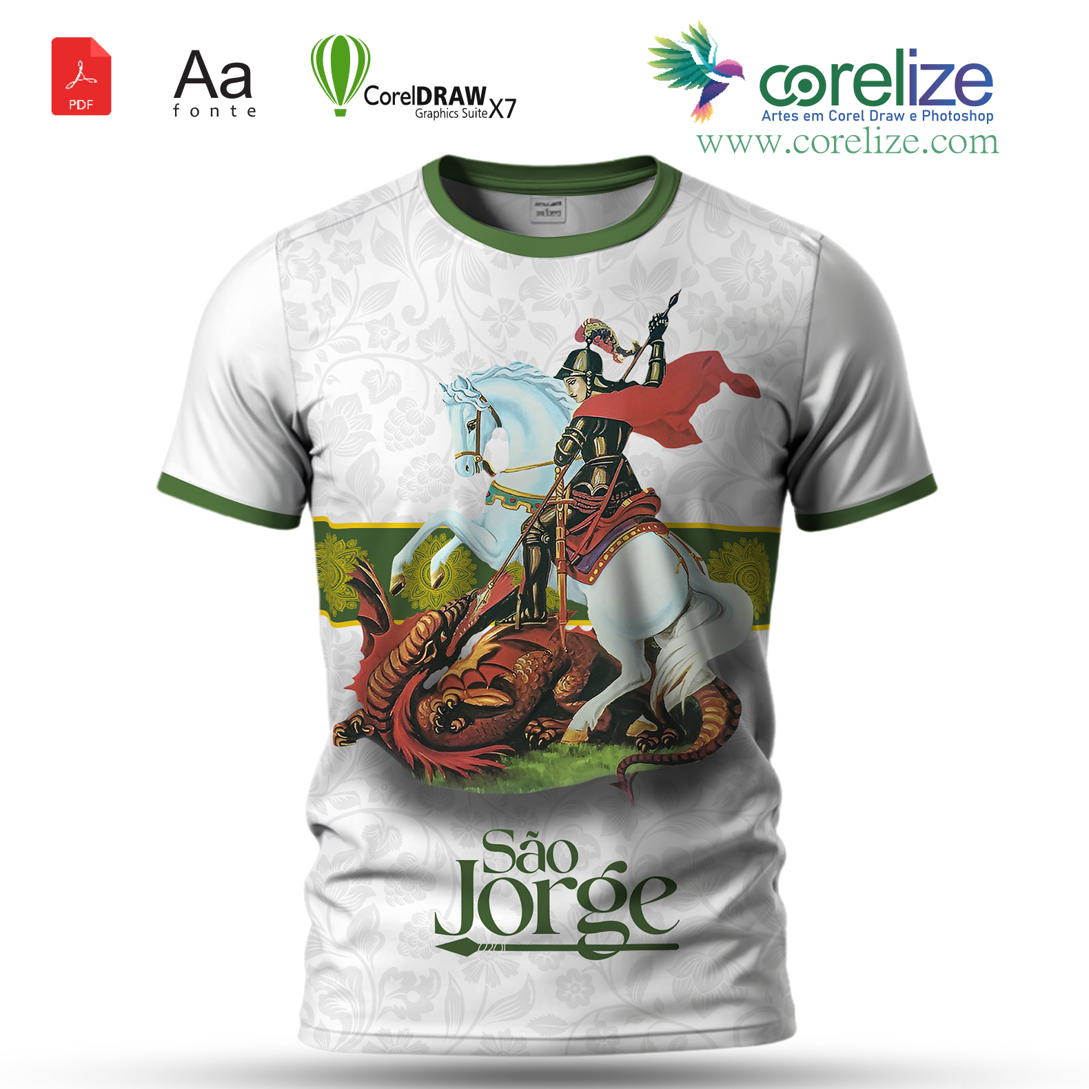 Arte: Arte 05 São Jorge para sublimação de camiseta