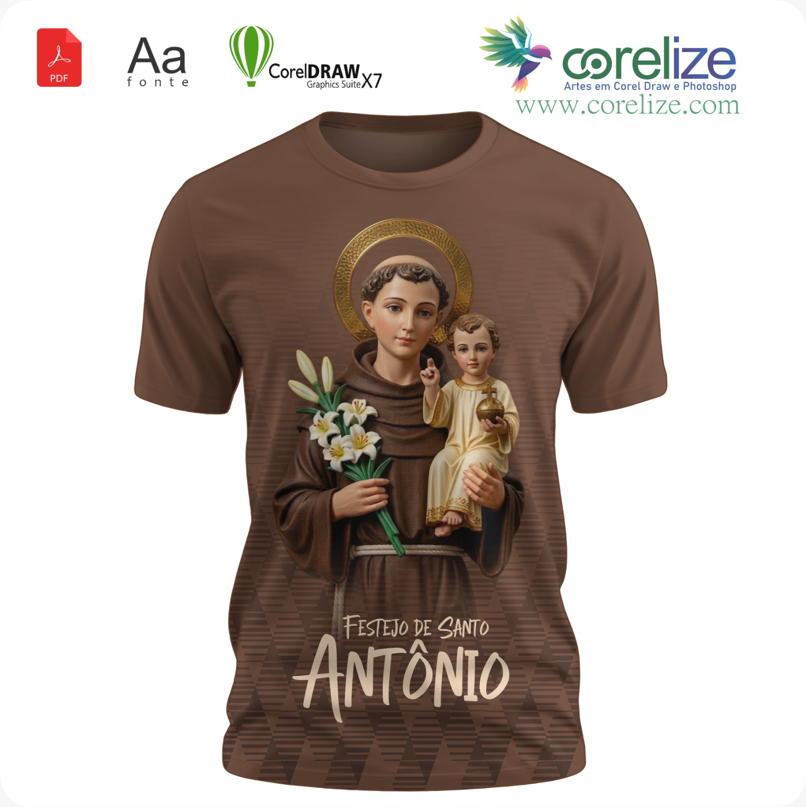 Arte 10 Festejo de São Antonio para sublimação de camiseta