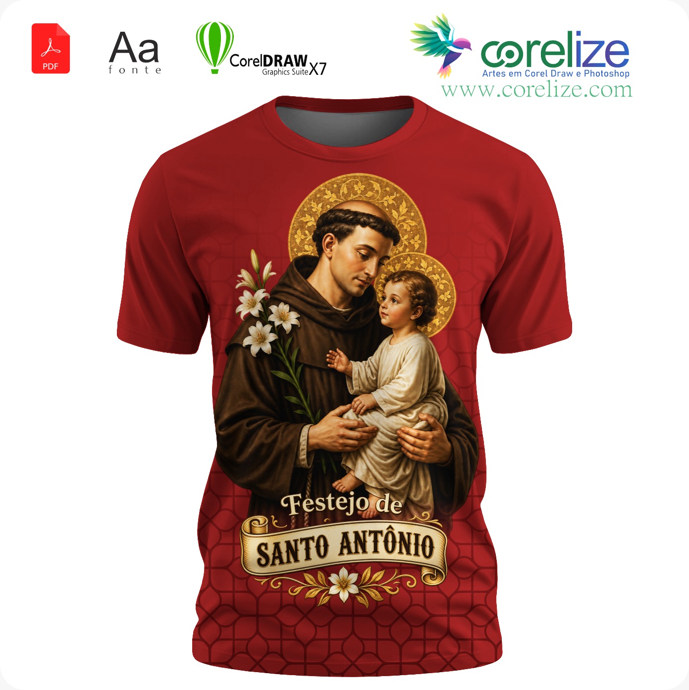 Arte 14 Festejo de São Antonio para sublimação de camiseta