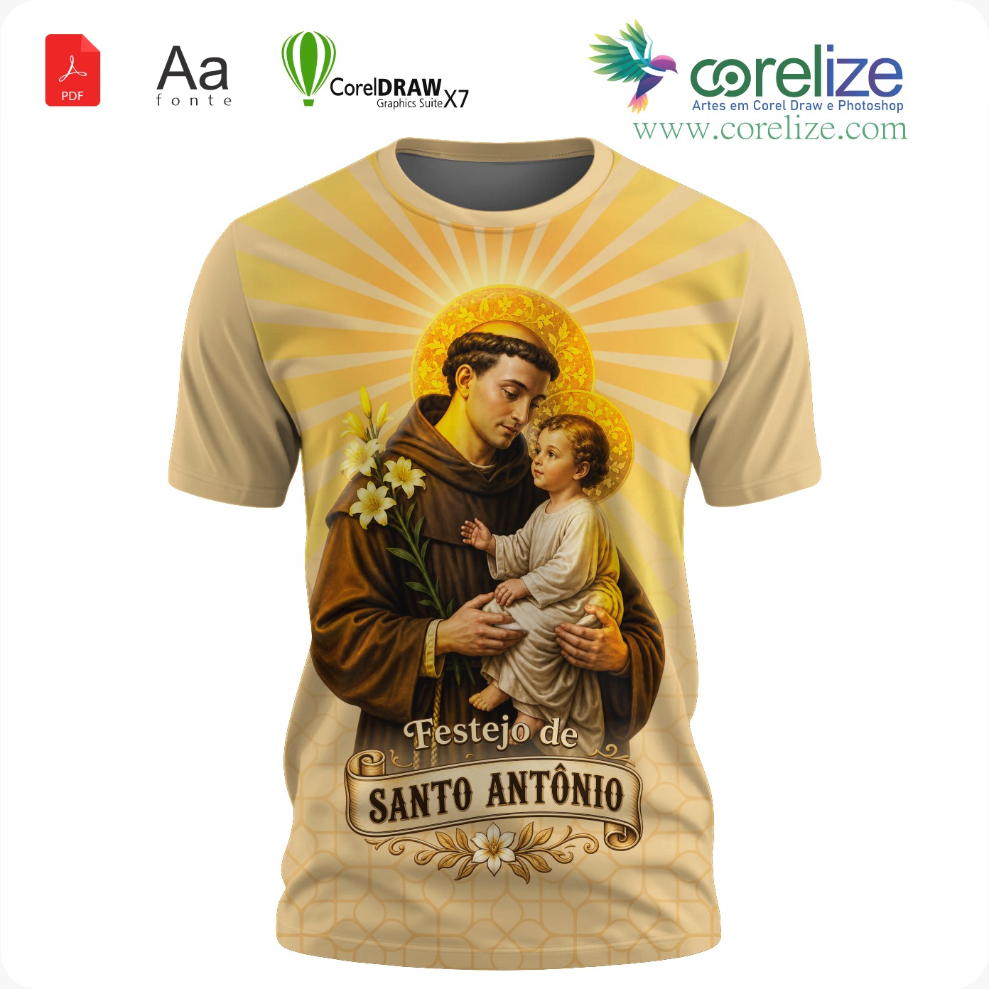 Arte 15 Festejo de São Antonio para sublimação de camiseta