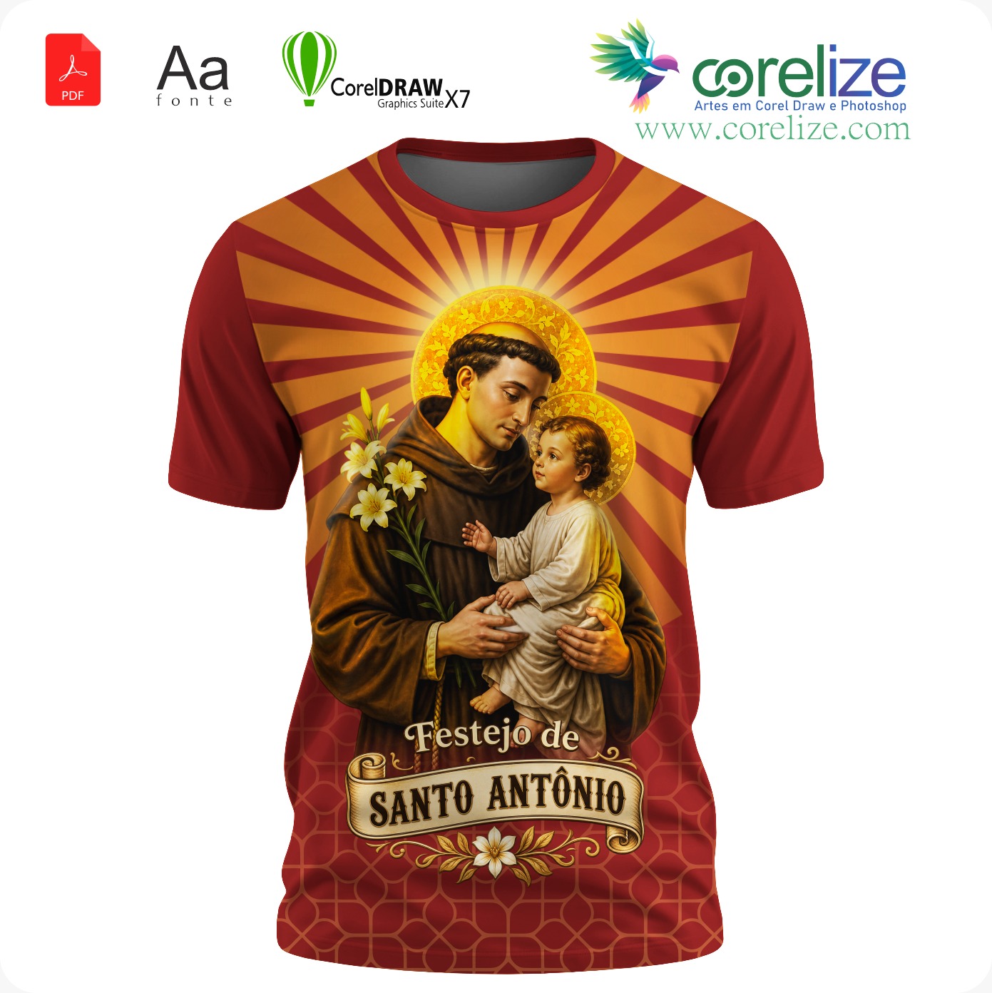 Arte 16 Festejo de São Antonio para sublimação de camiseta