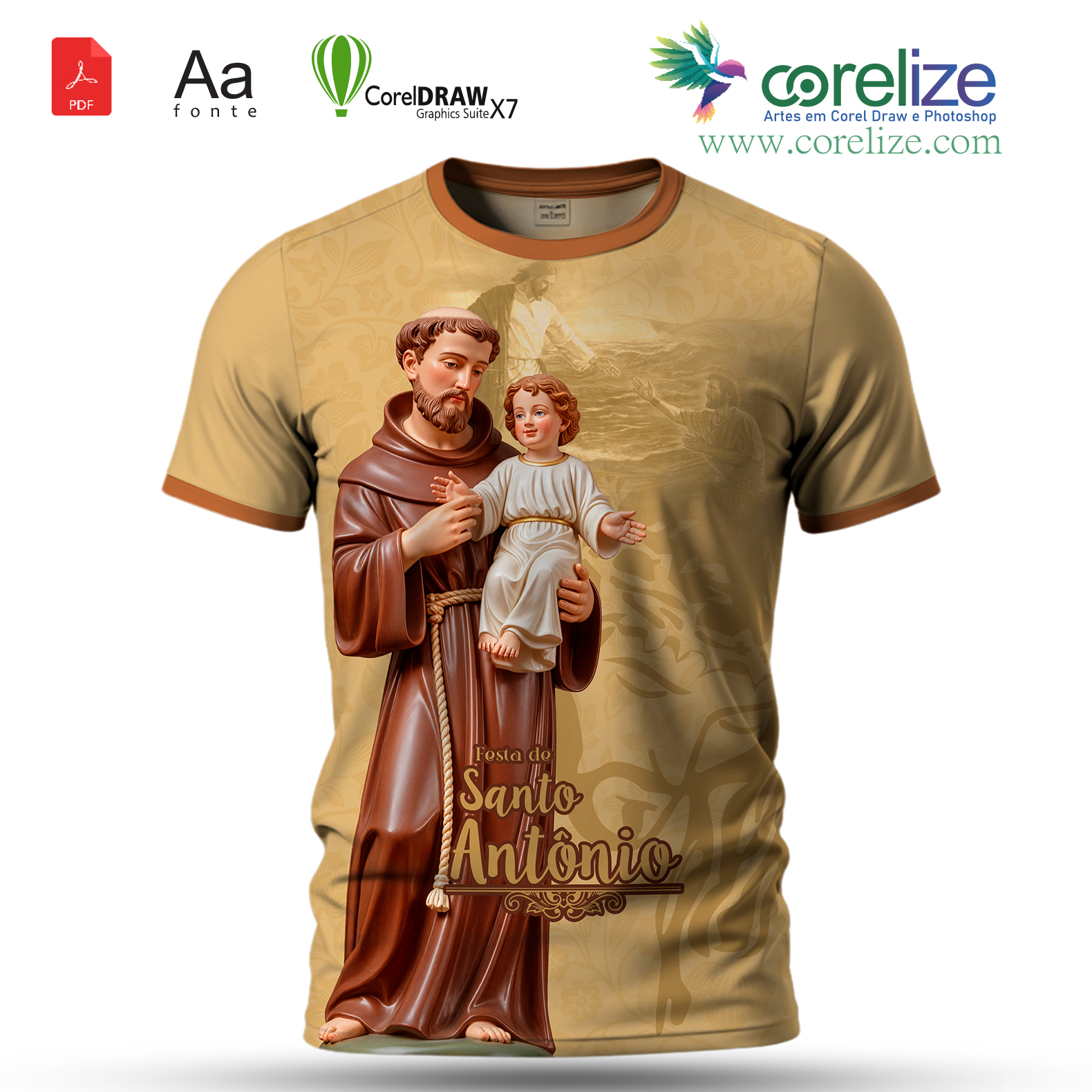 Arte 18 Festejo de São Antônio para sublimação de camiseta