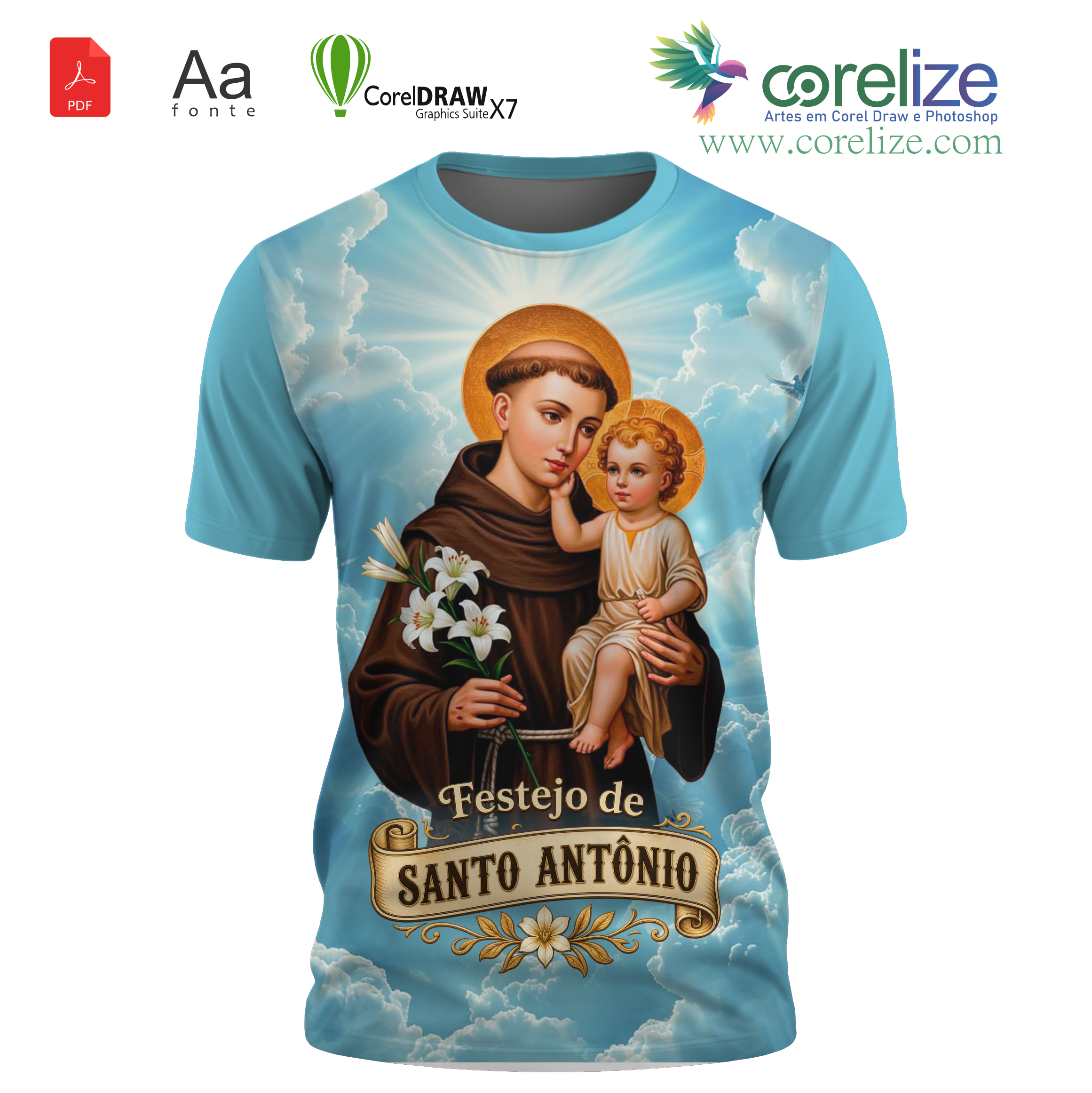 Arte 19 Festejo de São Antônio para sublimação de camiseta