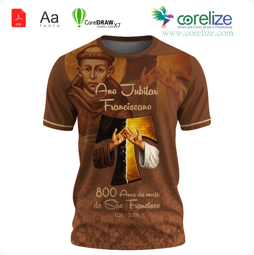 Arte Ano Jubilar São Francisco  para sublimação de camiseta