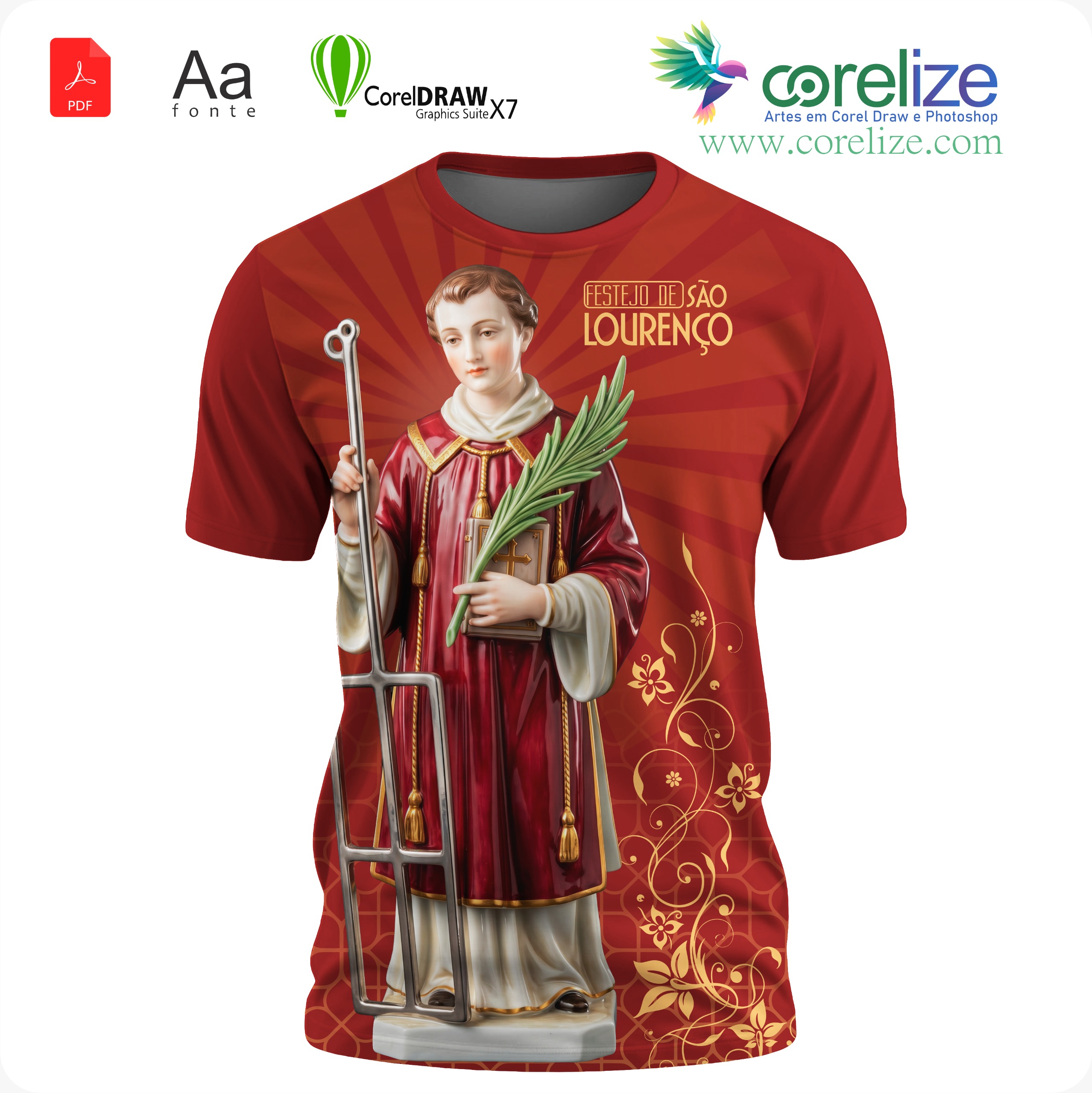 Arte São Lourenço 01  para sublimação de camiseta