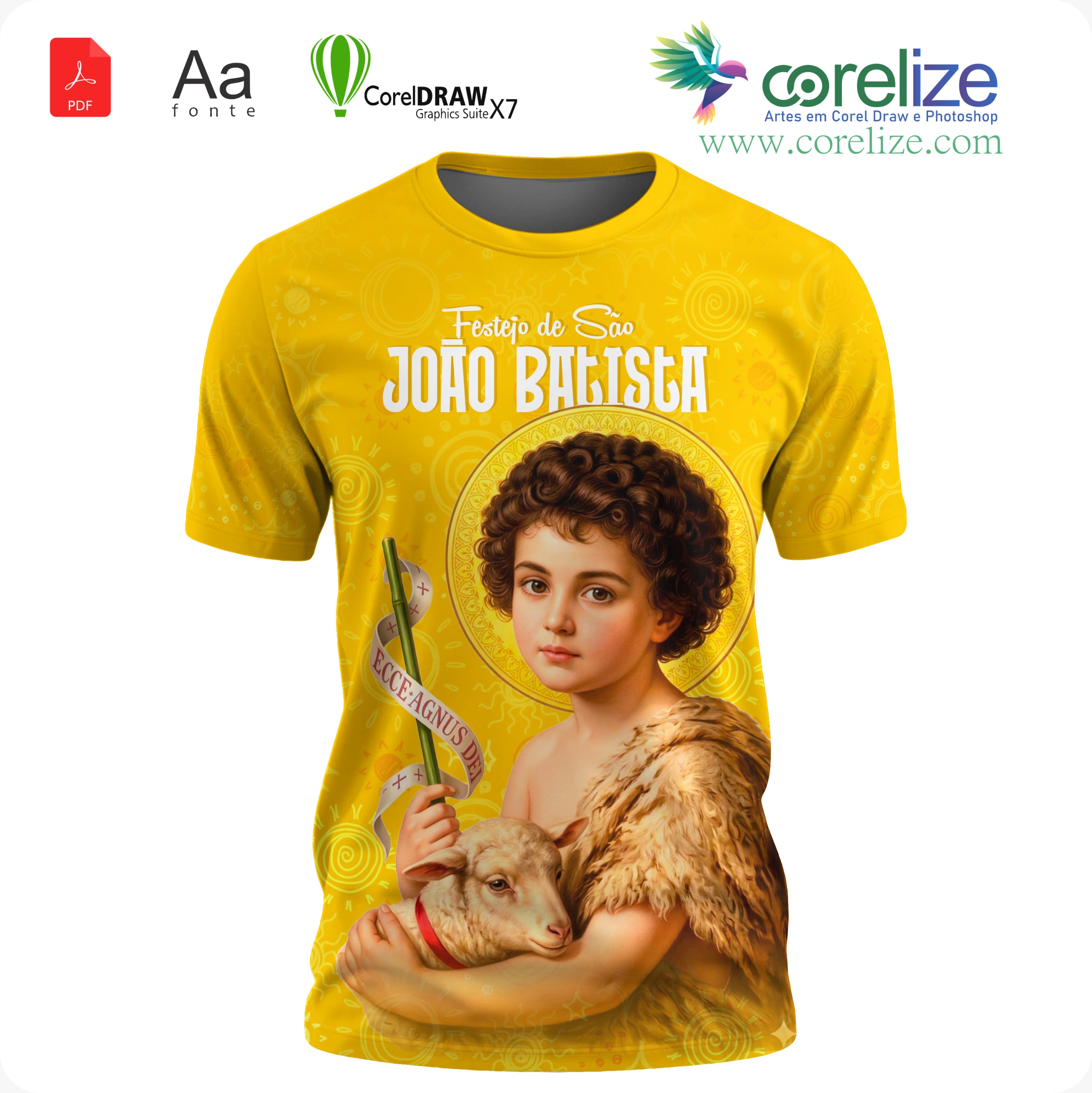Arte São João Batista 01 para Sublimação de Camiseta