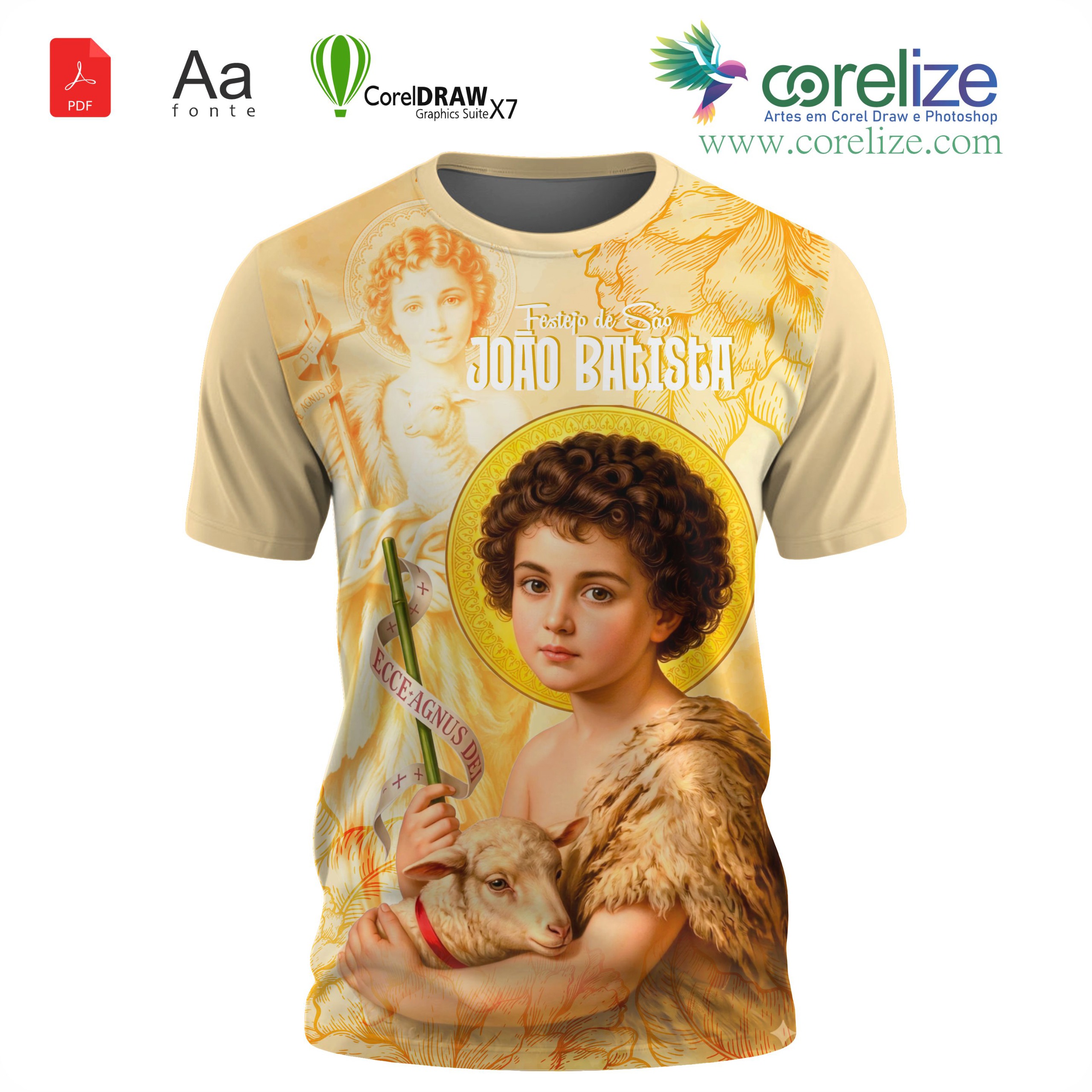 Arte São João Batista 02 para Sublimação de Camiseta