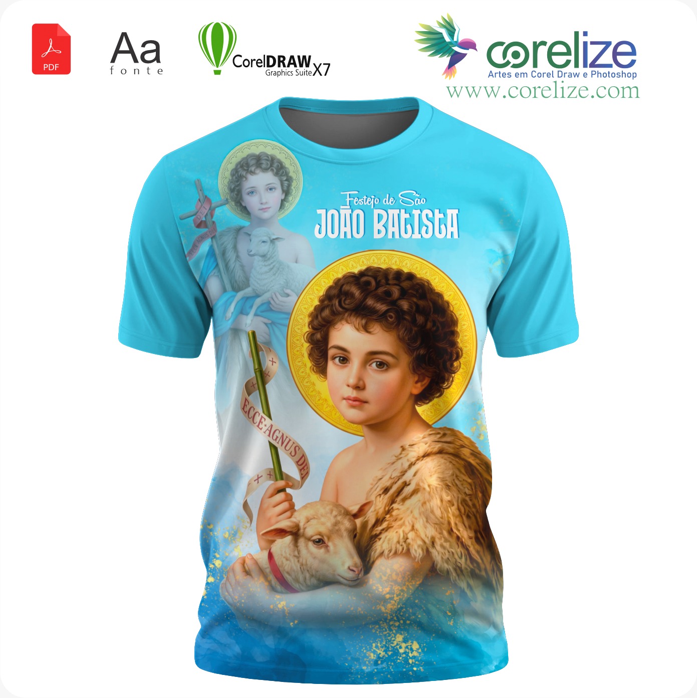 Arte São João Batista 03 para Sublimação de Camiseta