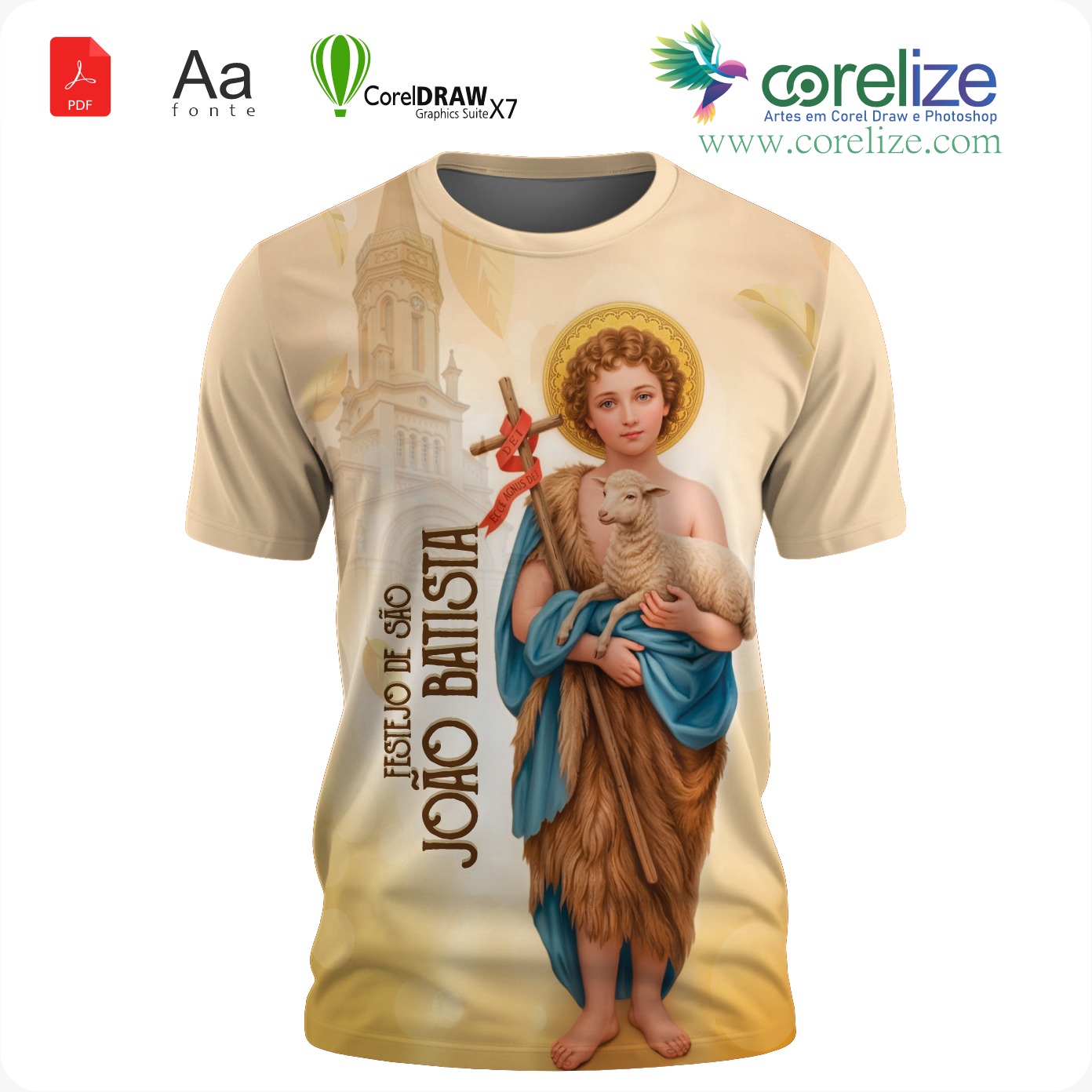 Arte São João Batista 04 para Sublimação de Camiseta