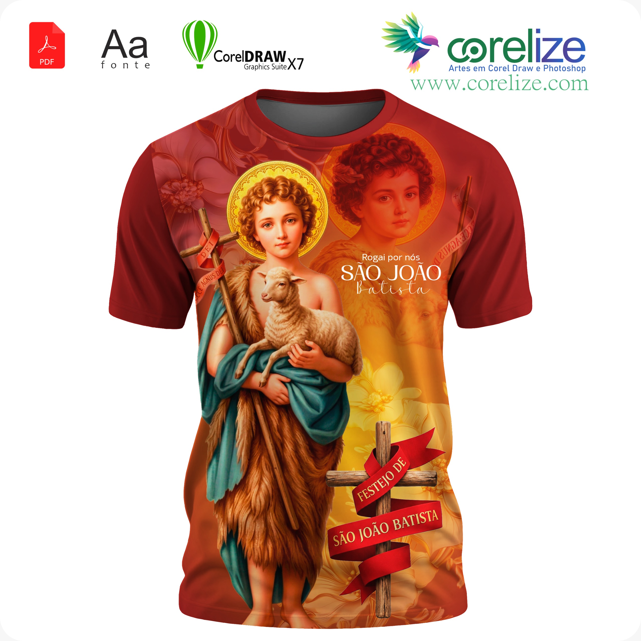 Arte São João Batista 05 para Sublimação de Camiseta