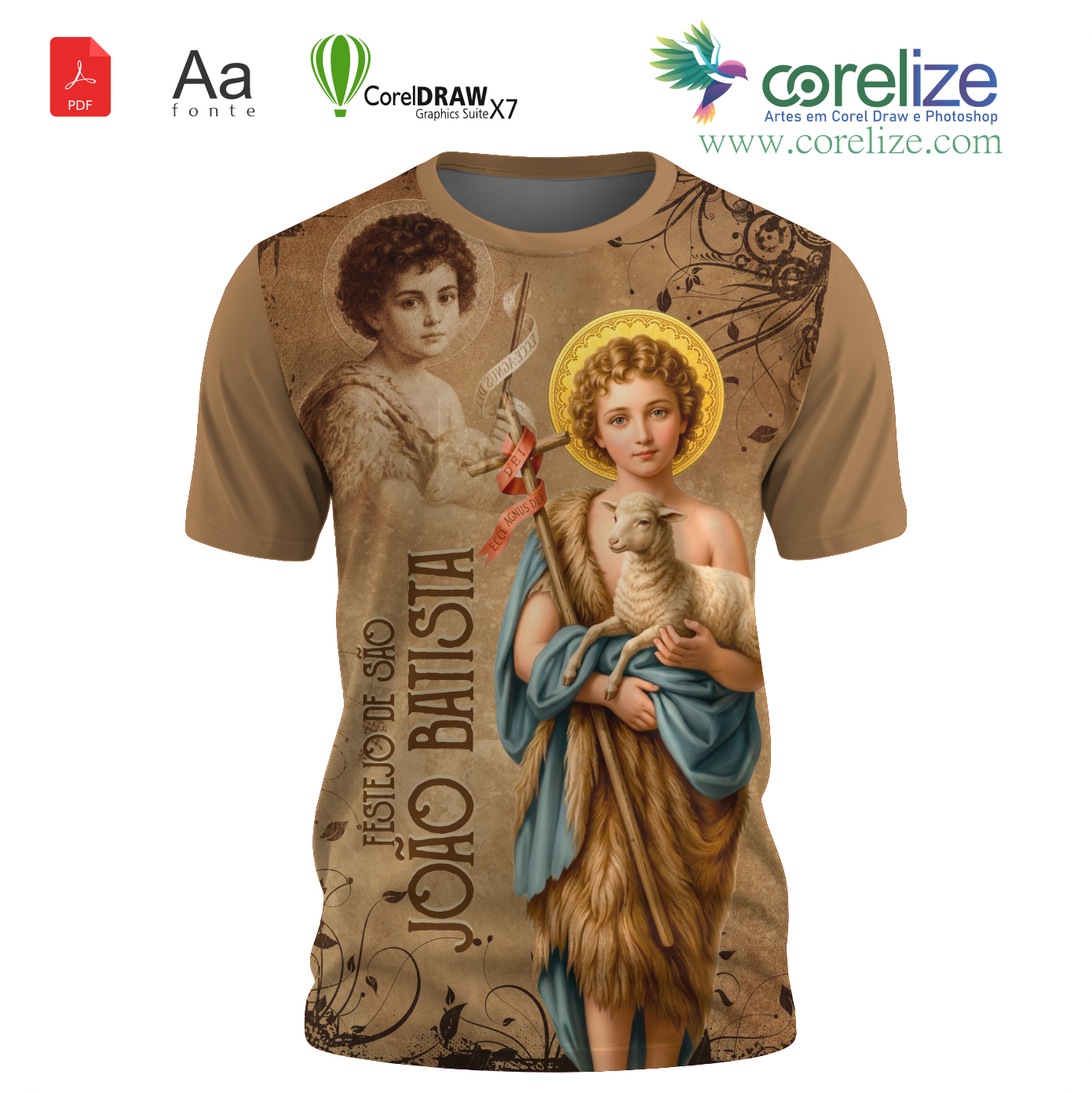 Arte São João Batista 06 para Sublimação de Camiseta
