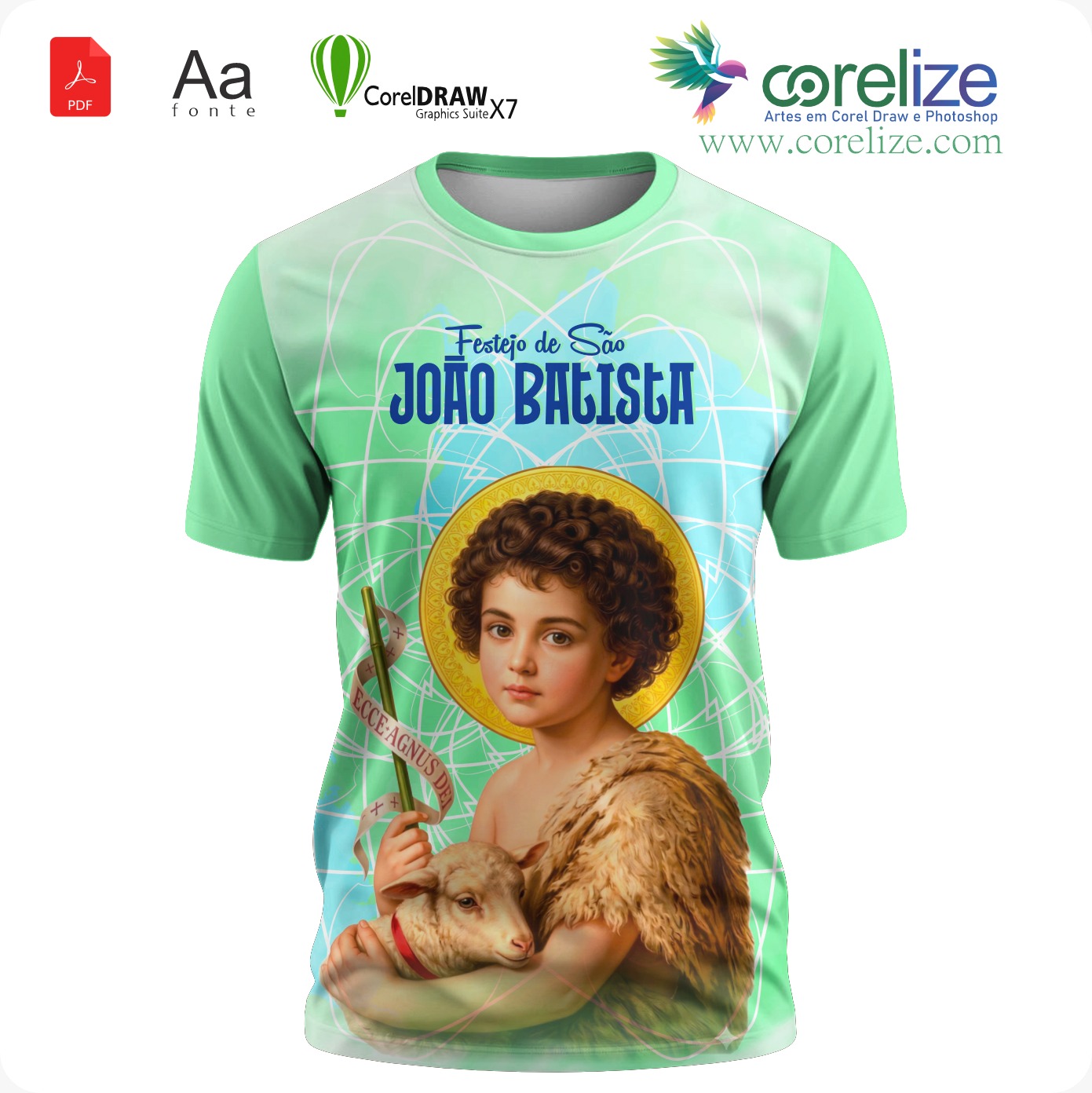 Arte São João Batista 07 para Sublimação de Camiseta