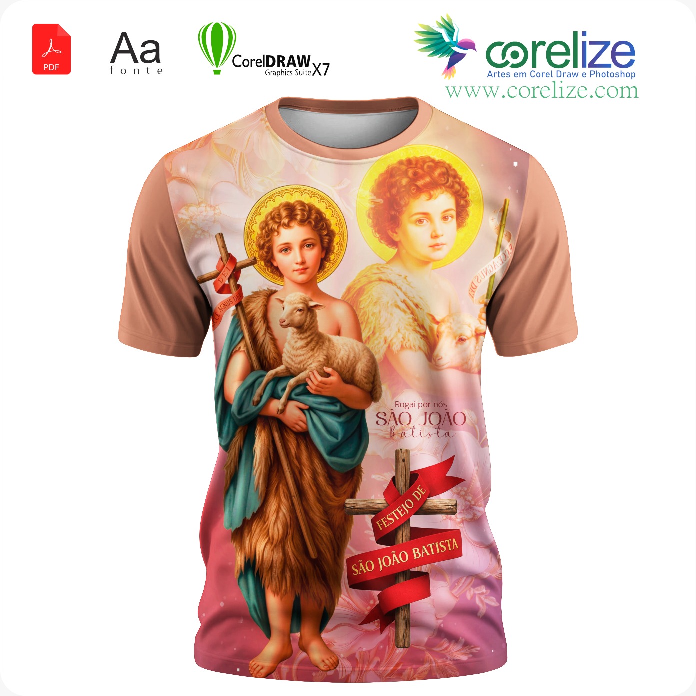 Arte São João Batista 08 para Sublimação de Camiseta