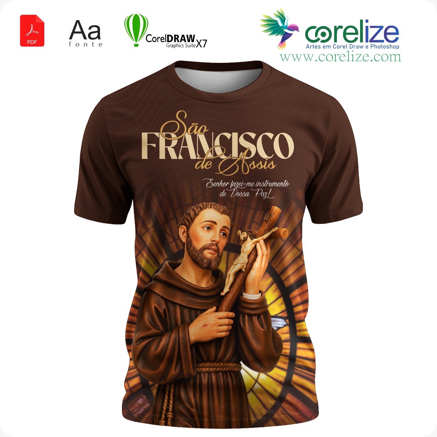 Arte São Francisco de Assis 13 para sublimação de camiseta