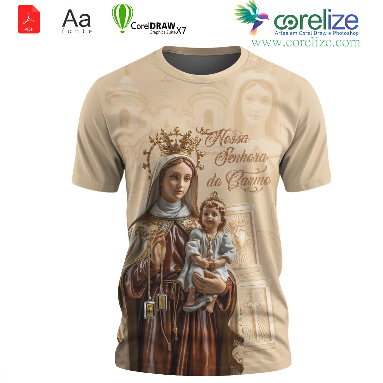 Arte 02 Nossa Senhora do Carmo para sublimação de camiseta