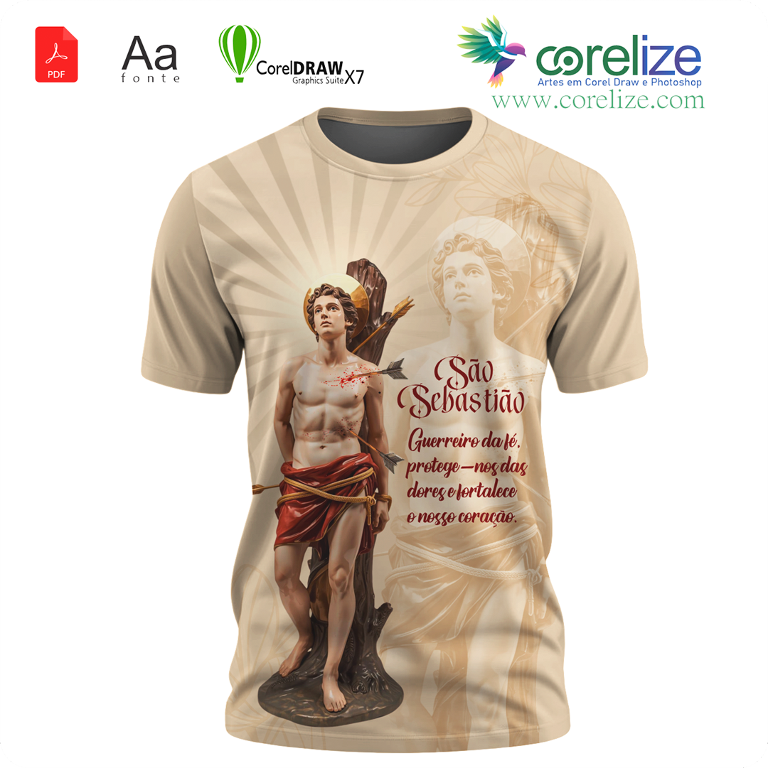 Arte 03 São Sebastião para sublimação de camiseta