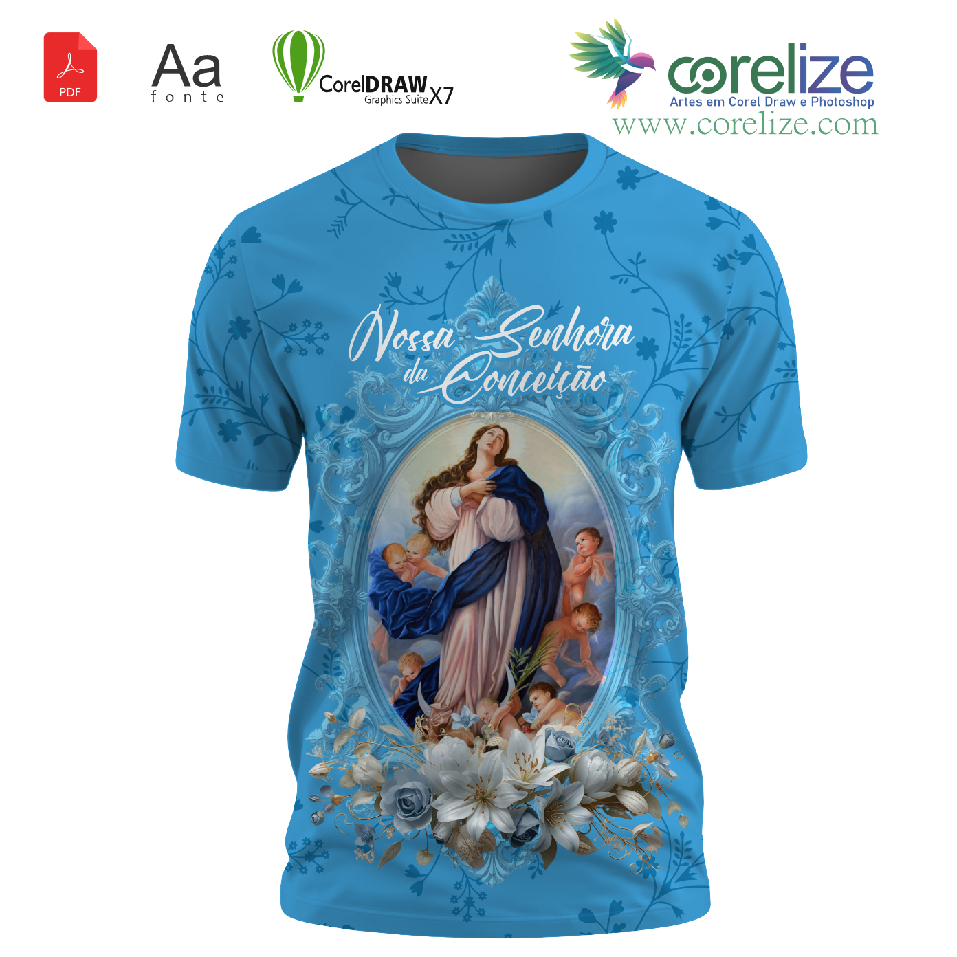 Arte Nossa Senhora da Conceição 07 para sublimação de camiseta