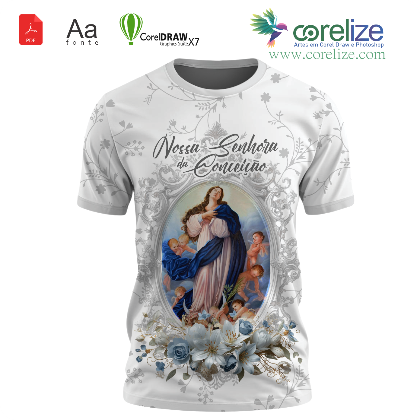 Arte Nossa Senhora da Conceição 08 para sublimação de camiseta