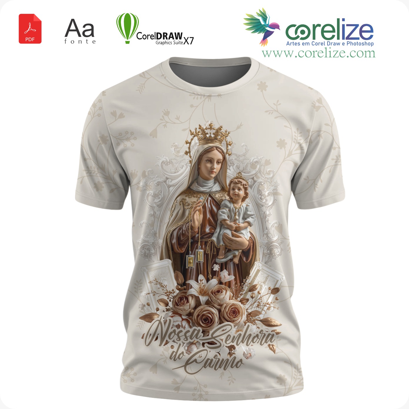 Arte 03 Nossa Senhora do Carmo para sublimação de camiseta