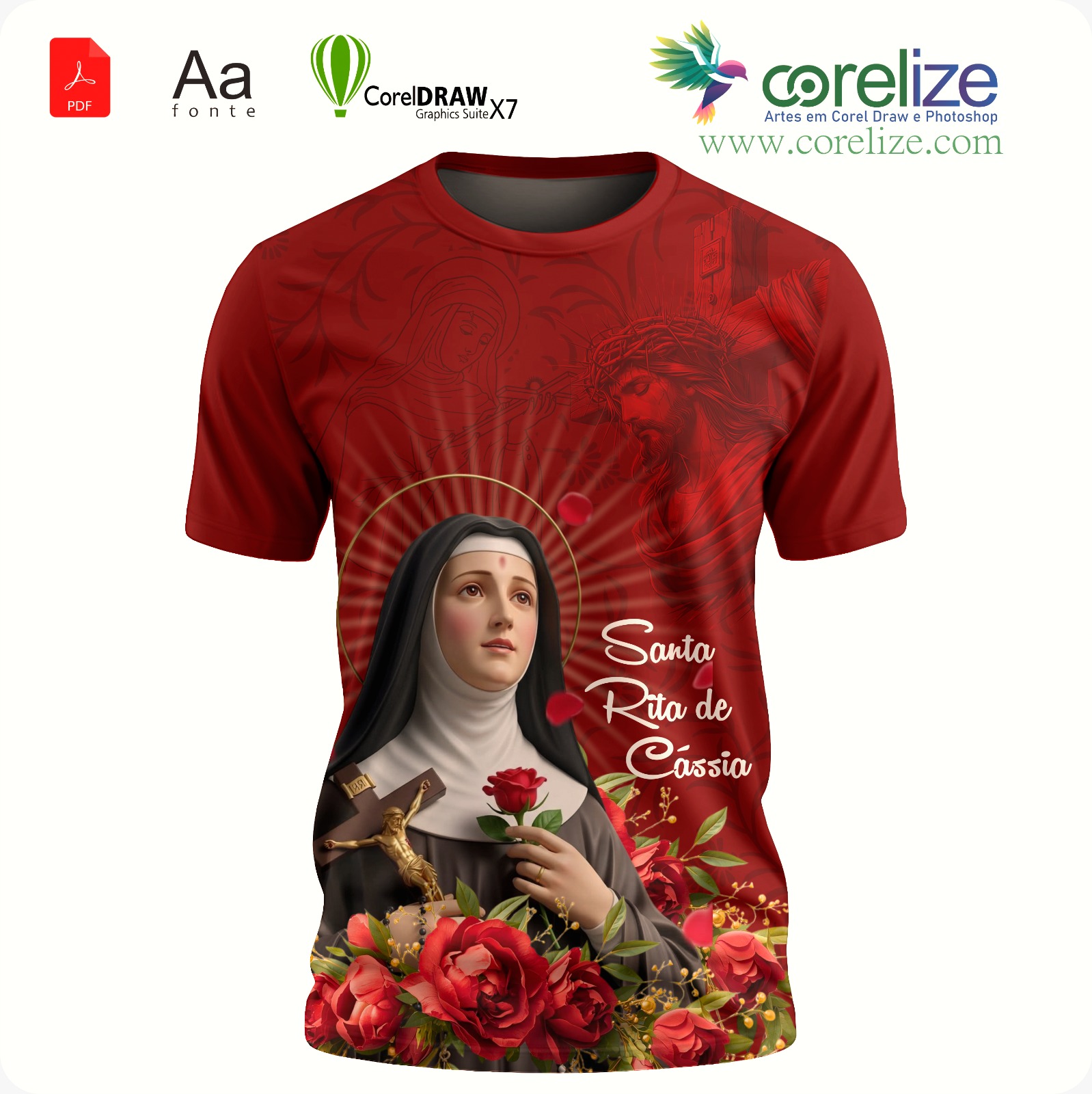 Arte: Arte 04 Santa Rita de Cassia para sublimação de camiseta