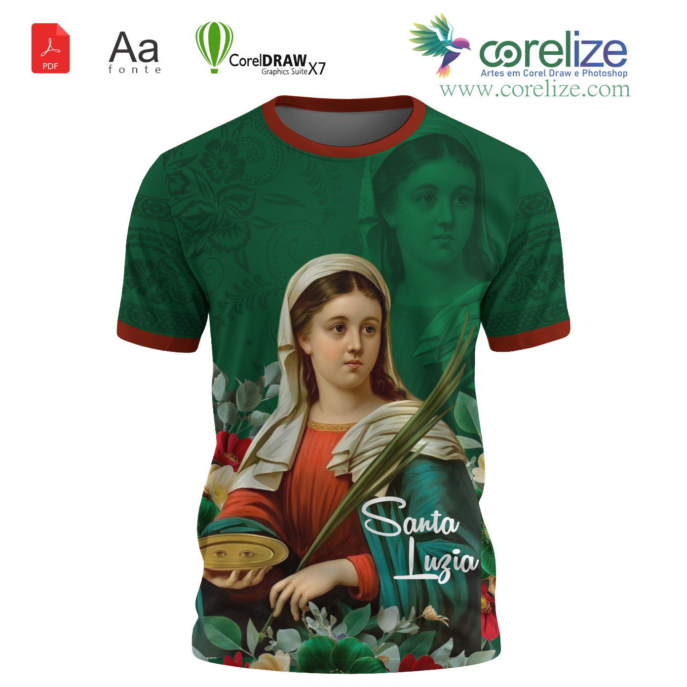 Arte: Arte Santa Luzia 04 para sublimação de camiseta