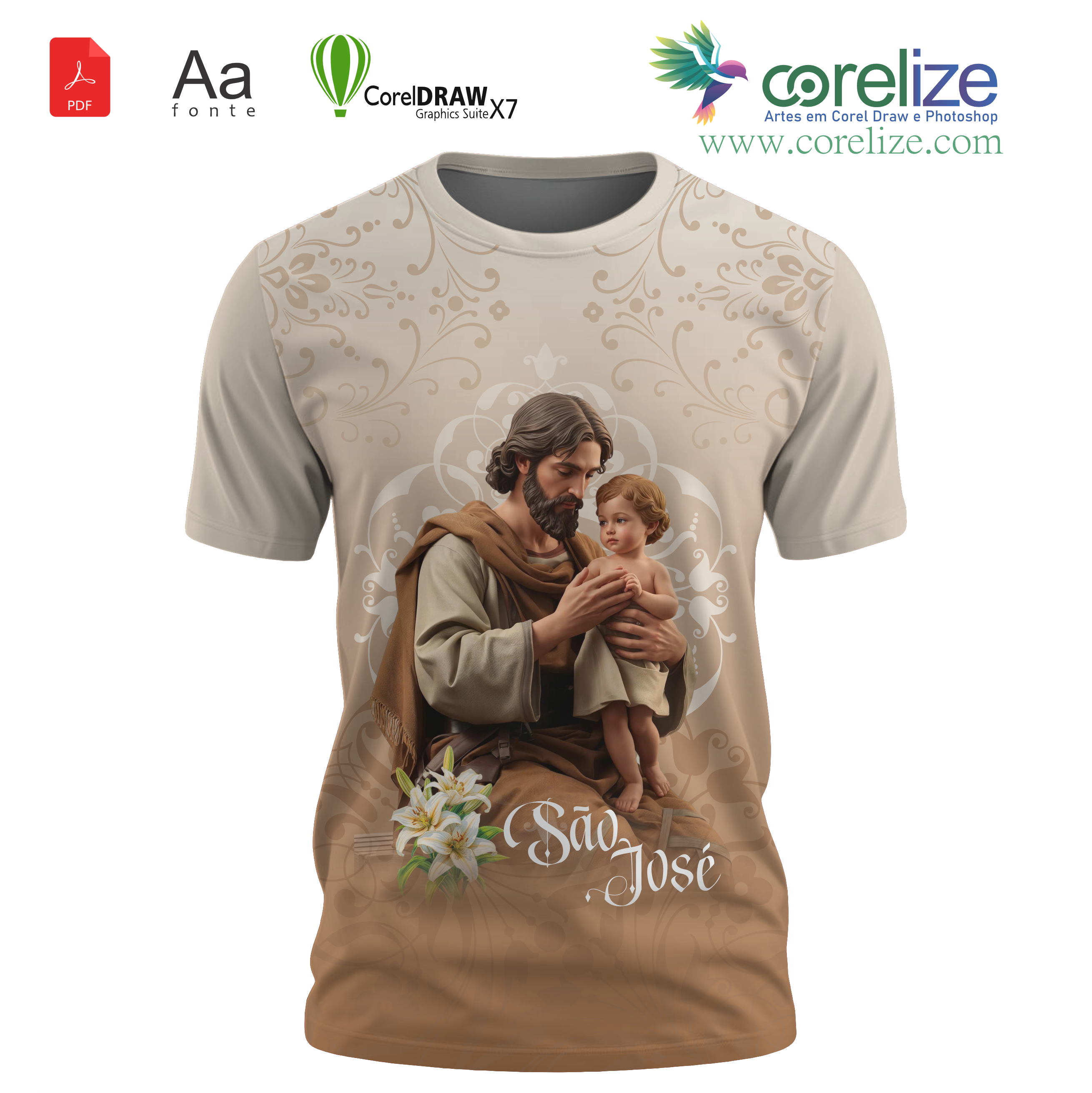 Arte: Arte 01  São José  para sublimação de camiseta